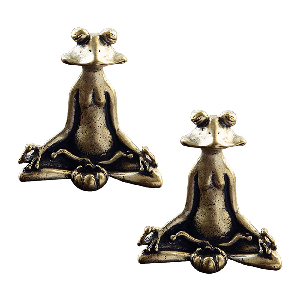 FOMIYES 2-Piece Miniature Brass Frog Incense Burner Holder - Vintage Animal Sculpture Decor for Home, Meditation & Yoga - Perfect for Aromatherapy, Tea Ceremonies and Spiritual Relaxation
