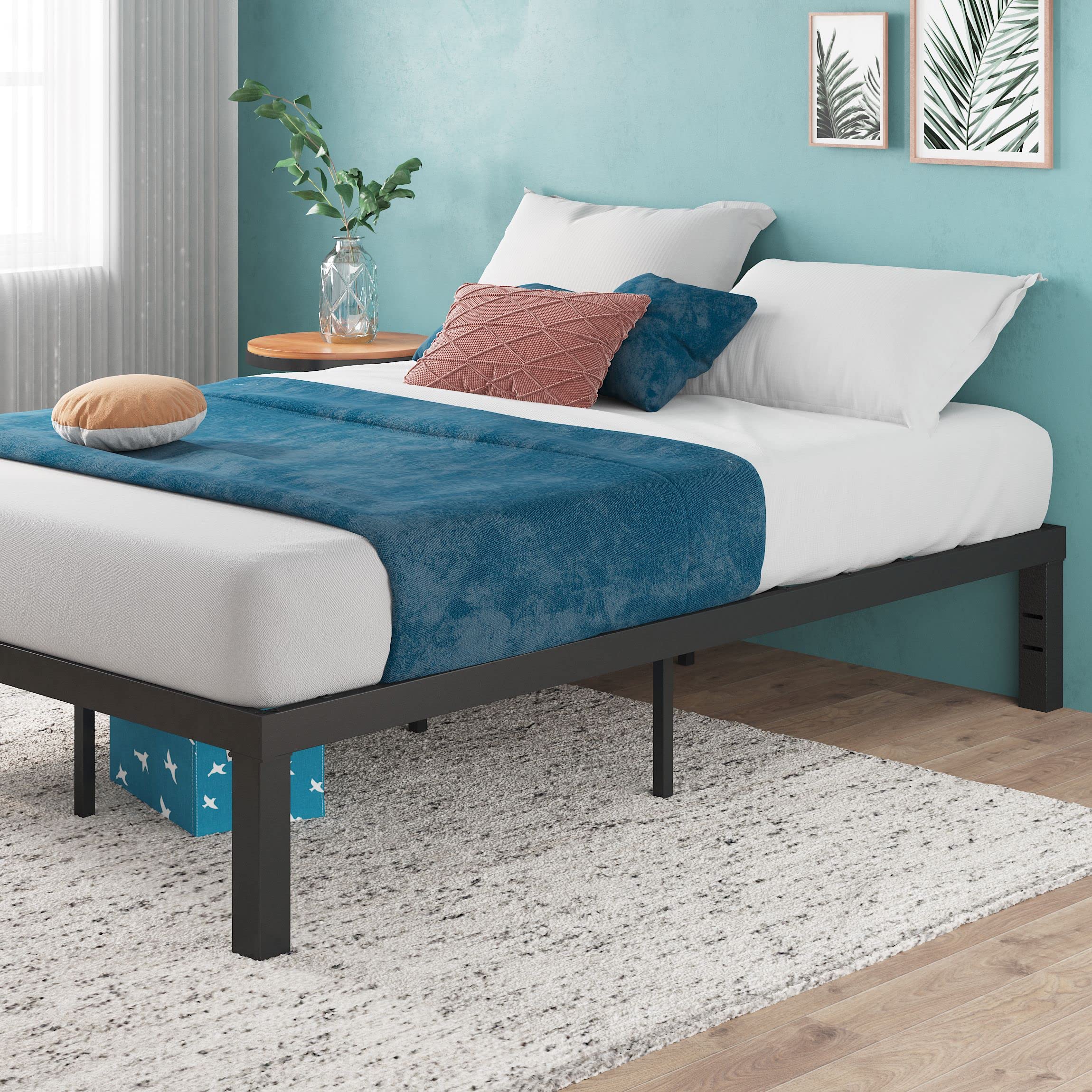 Zinus Luis 14 Inch Full Size Metal Platform Bed Frame with QuickLock Assembly & Steel Slat Support - Modern Design, No Box Spring Needed, Underbed Storage Space - Perfect for Small Bedrooms, Guest Rooms & Dorm Rooms