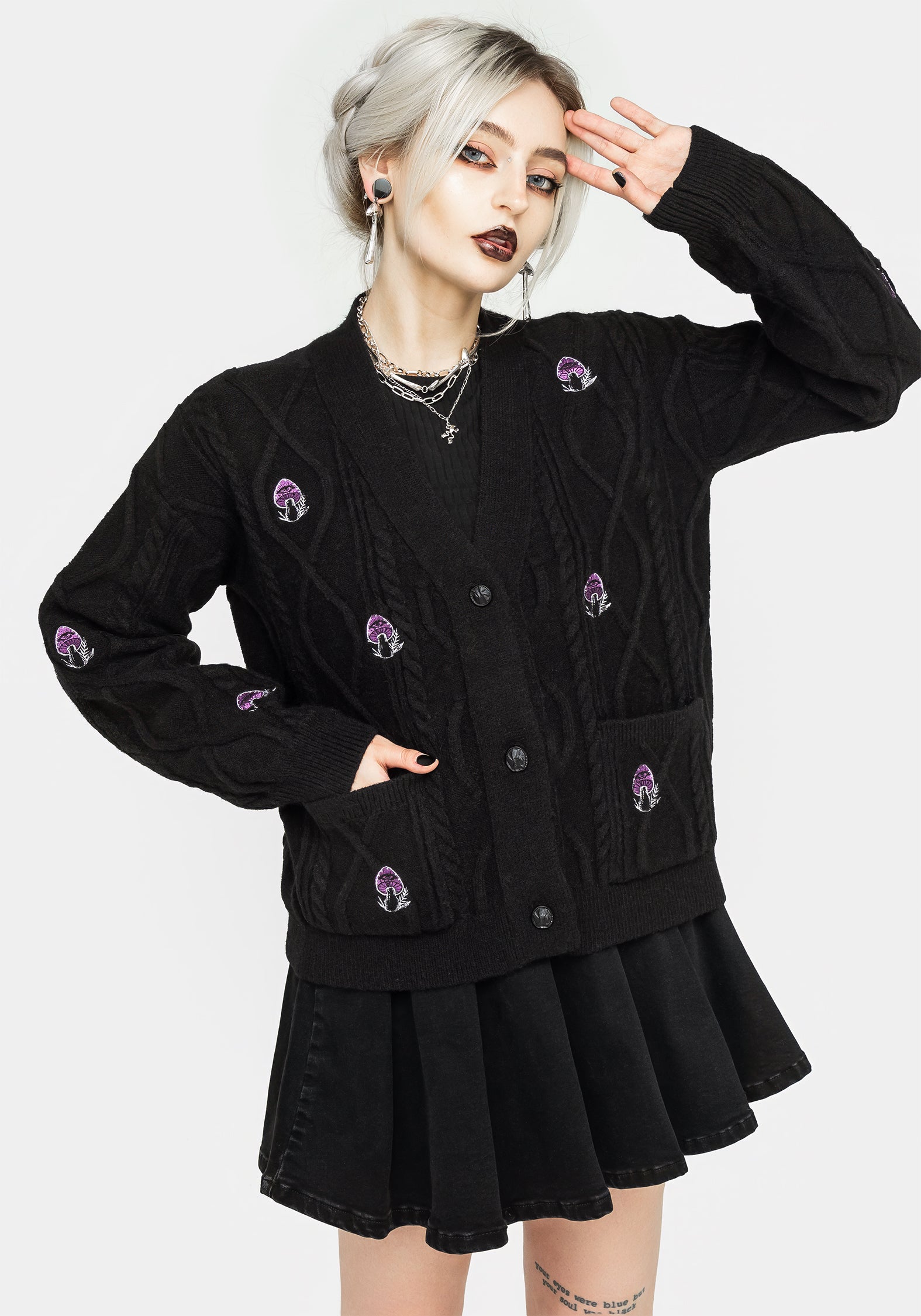 Revelation Mushroom Knit Cardigan Women's Soft Cozy Sweater | Perfect for Fall Winter Layering & Casual Outfits