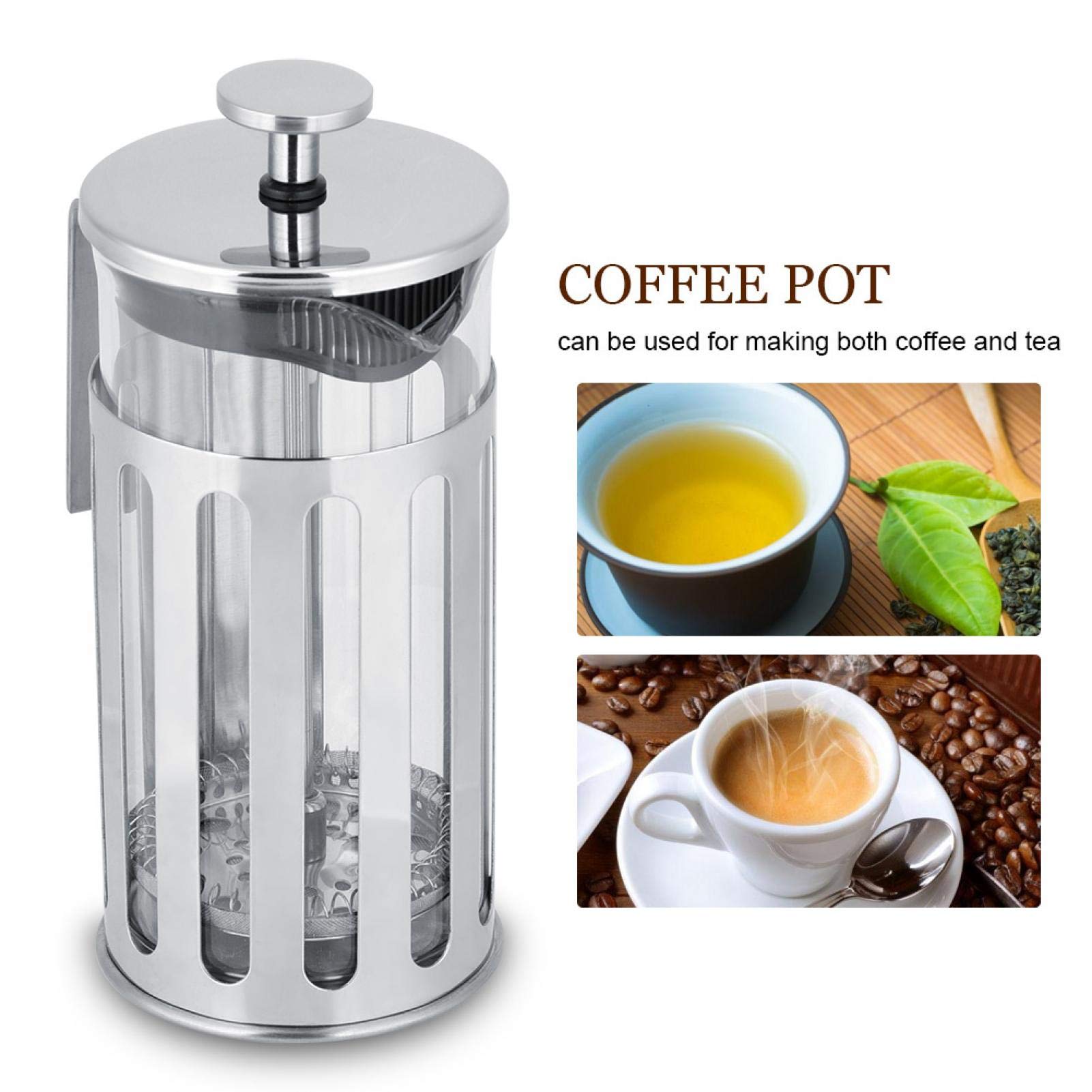 Premium Stainless Steel French Press Coffee Maker with Glass Carafe - 34oz Household Coffee & Tea Maker for Rich Flavor - Ideal for Home, Office, Camping & Gifts