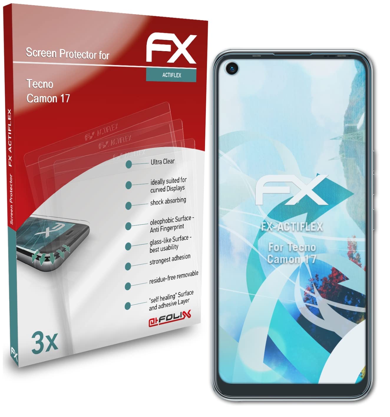 Tecno Camon 17 Screen Protector [3-Pack] - Ultra Clear Flexible FX Film for Scratch Protection - Perfect for Everyday Use, Gaming & Outdoor Activities