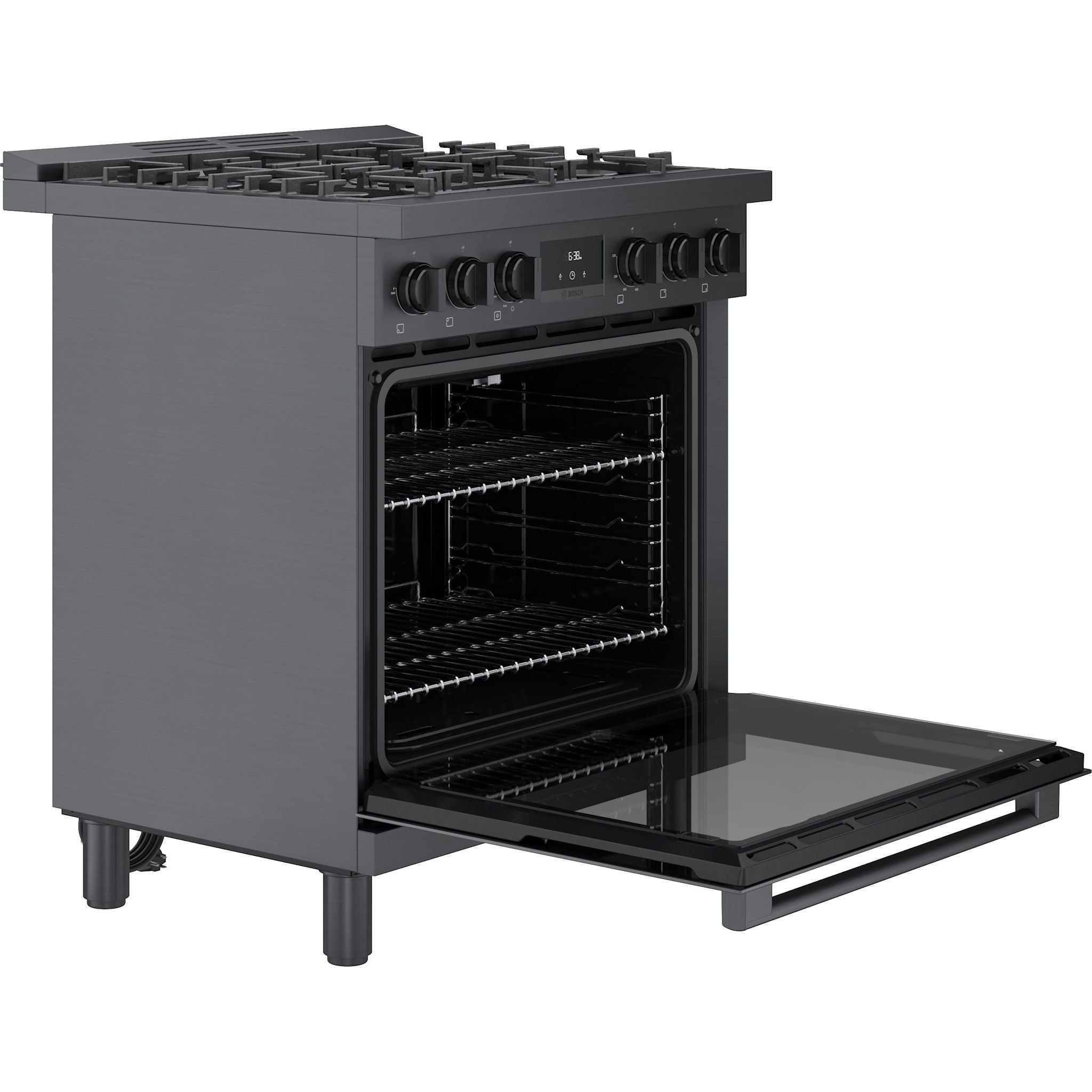 Bosch HGS8645UC 30 Inch Gas Range - Black Stainless Steel Professional Style Oven with 4 Burners & Convection Cooking - Perfect for Home Chefs & Modern Kitchens