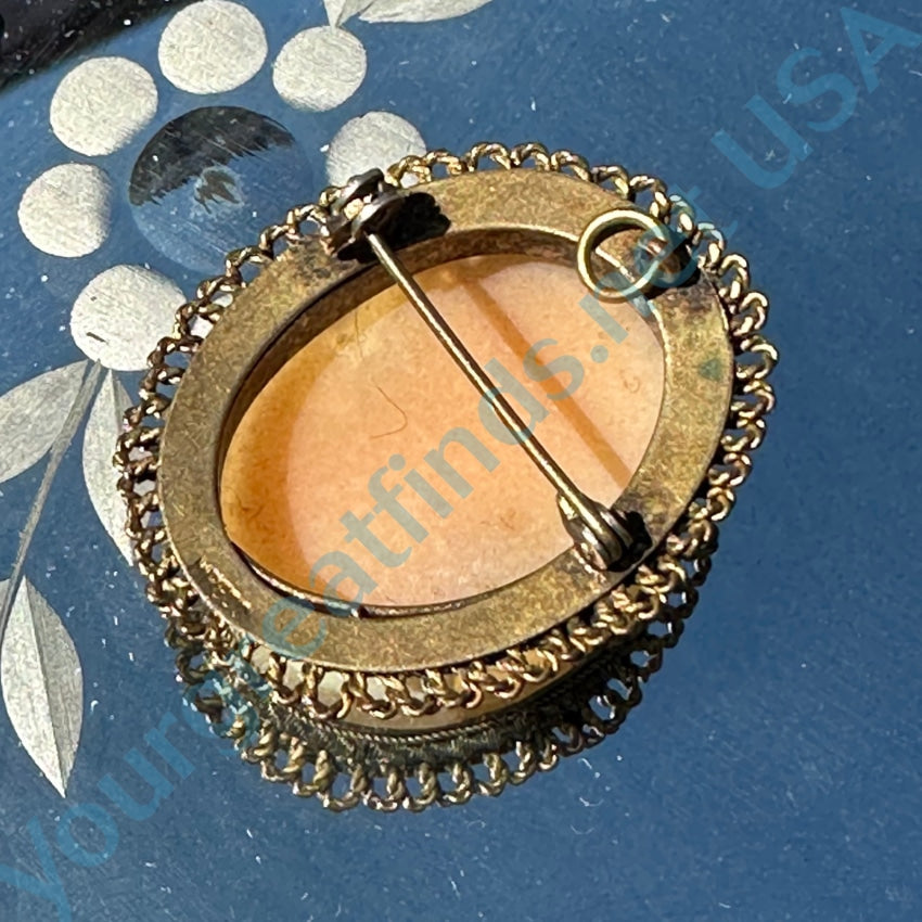 Vintage Gold Washed 800 Silver Carved Shell Cameo Pendant Pin - Elegant Antique Jewelry for Women, Perfect for Weddings, Parties & Vintage Fashion Accessories