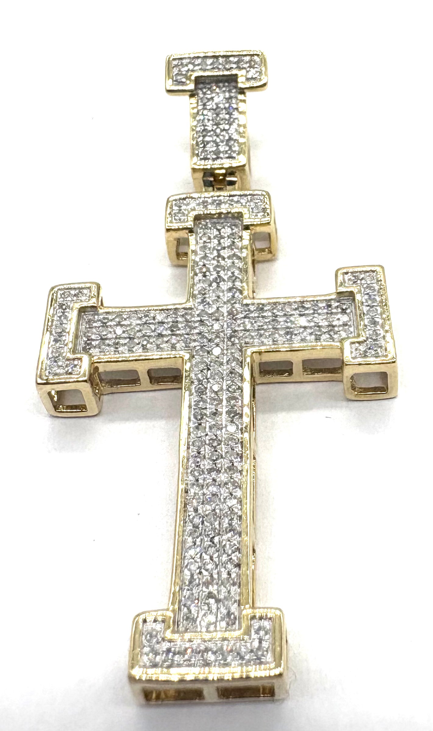 14K Gold Diamond Pave Bar Cross Pendant Necklace for Women - Elegant Religious Jewelry Gift for Baptism, Confirmation & Everyday Wear
