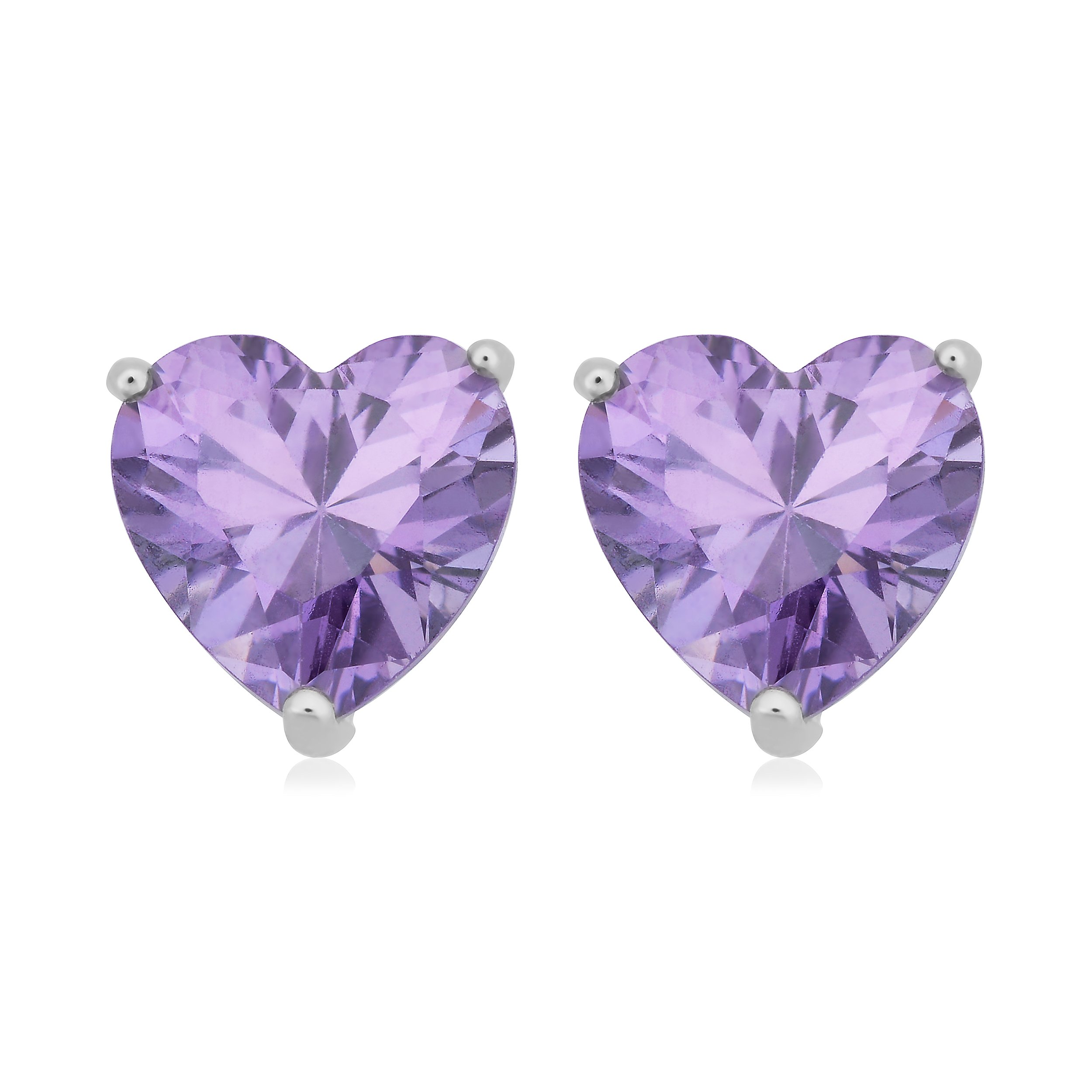 Kooljewelry Sterling Silver Cubic Zirconia Heart Birthstone Earrings - Perfect for Valentine's Day Gifts, Anniversary Presents & Everyday Elegance