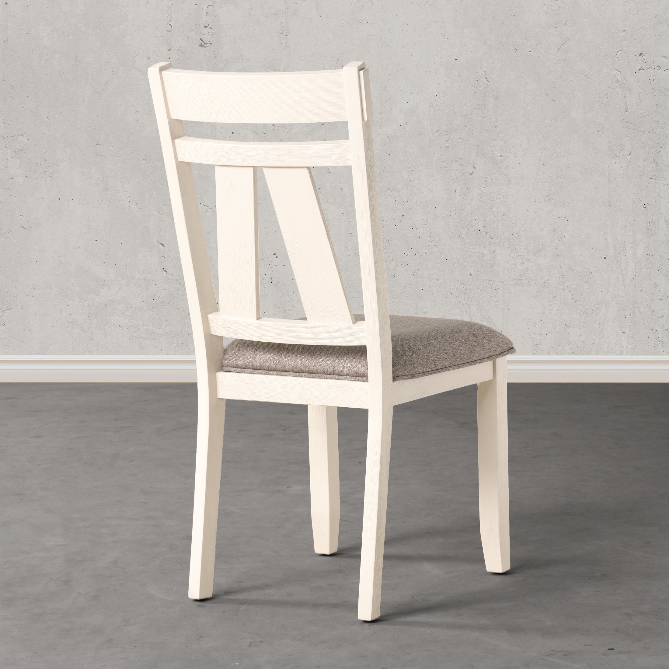 Roundhill Furniture Fasena Solid Wood Slat Back Upholstered Dining Chairs - Set of 2, Off White | Modern Farmhouse Dining Room Chairs for Kitchen, Breakfast Nook & Formal Dining Sets