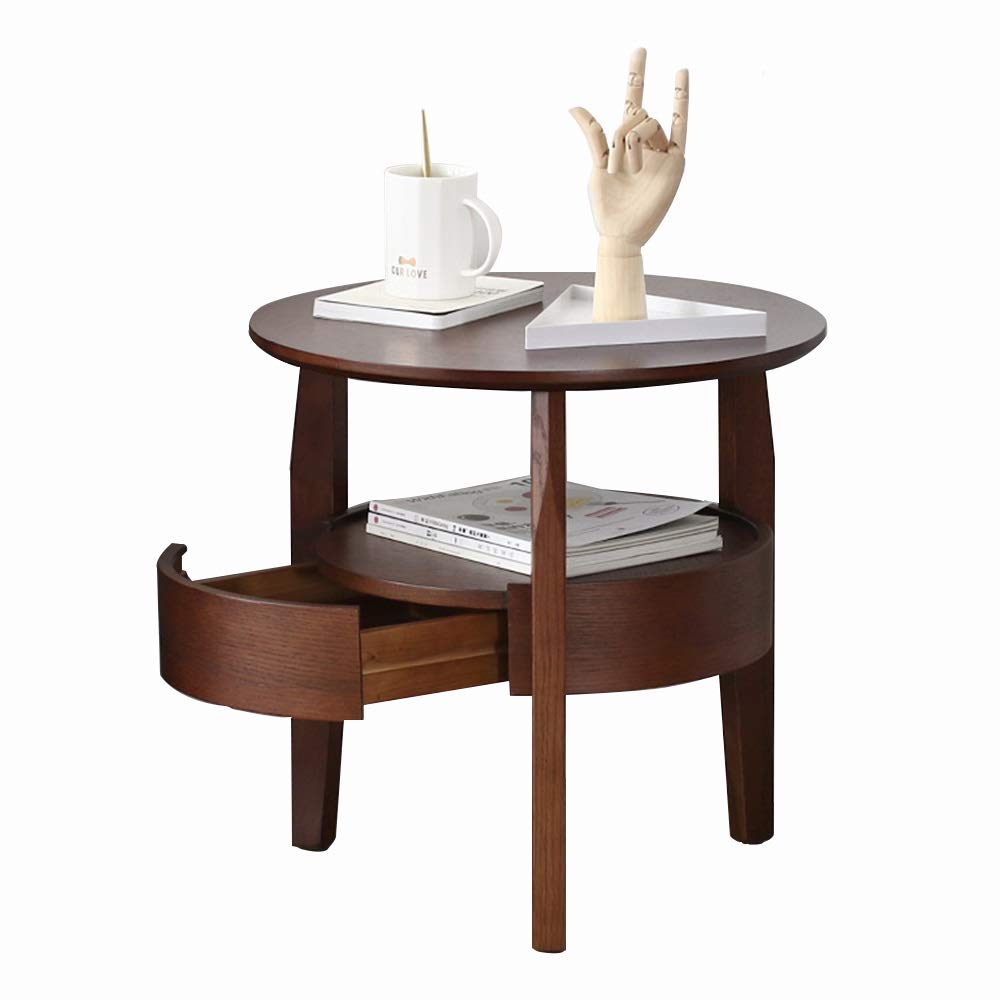 Round Side Table with Drawer - Modern Coffee Table for Small Spaces, Living Room, Apartment & Balcony | 2 Colors & Sizes | Perfect as Sofa End Table, Nightstand or Corner Accent Furniture