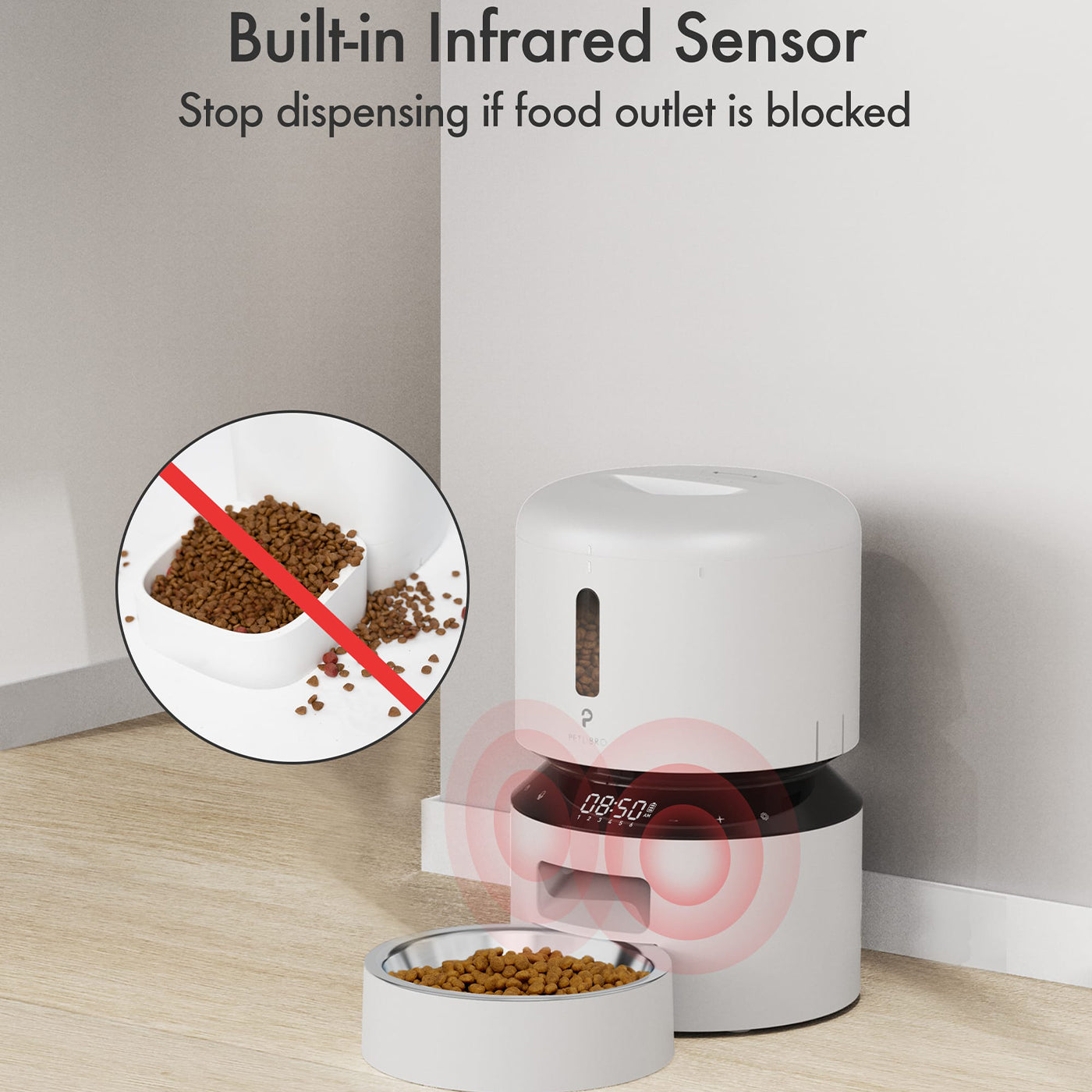 Pelibro Granary Automatic 3L Pet Feeder - White - Perfect for Cats & Dogs - Ideal for Home, Office & Travel Use