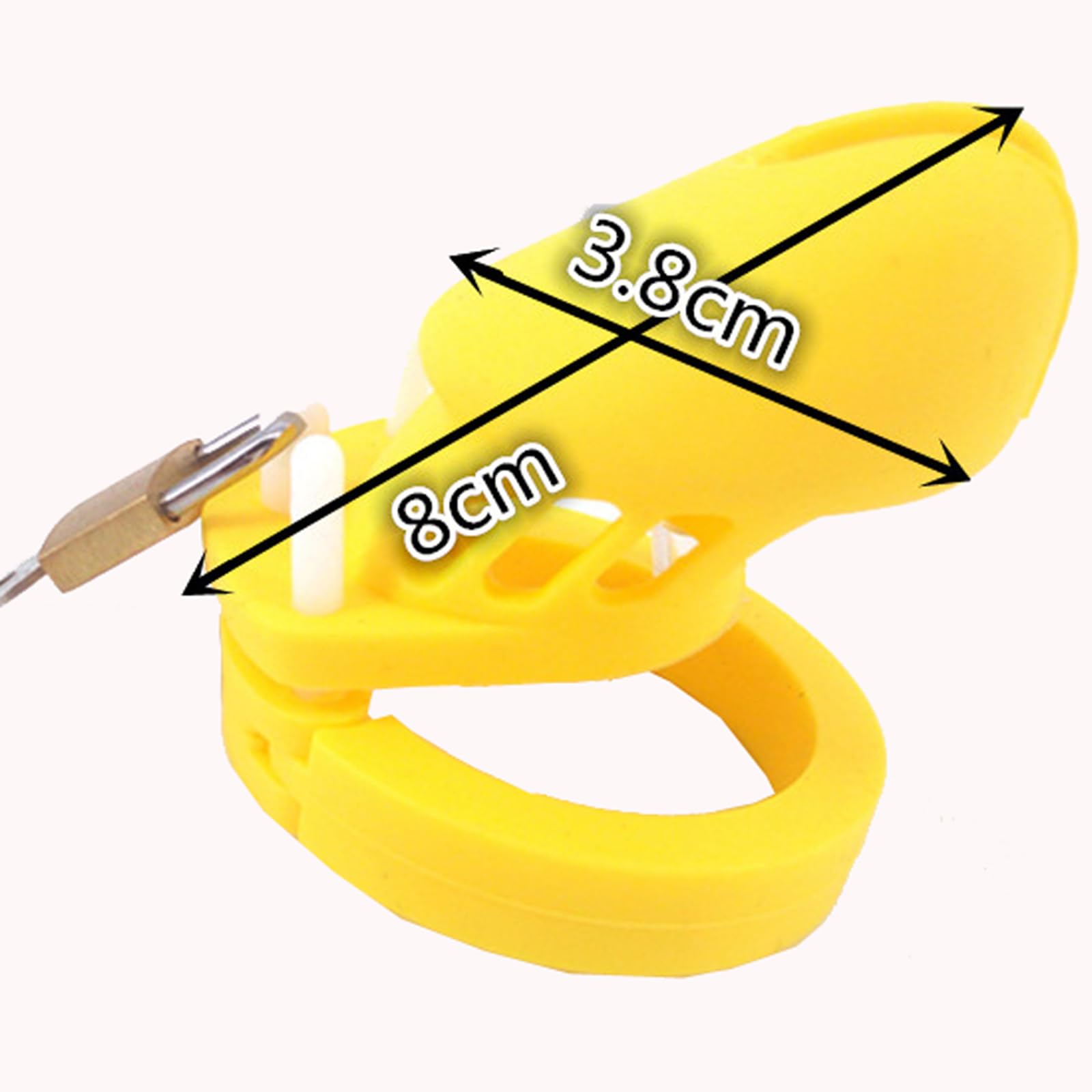 Premium Soft Silicone Chastity Cage for Men with 5 Adjustable Rings & Lock - Breathable Yellow Male Chastity Device with Secure Key - Comfortable Adult Sex Toy for BDSM, Role Play & Long-Term Wear