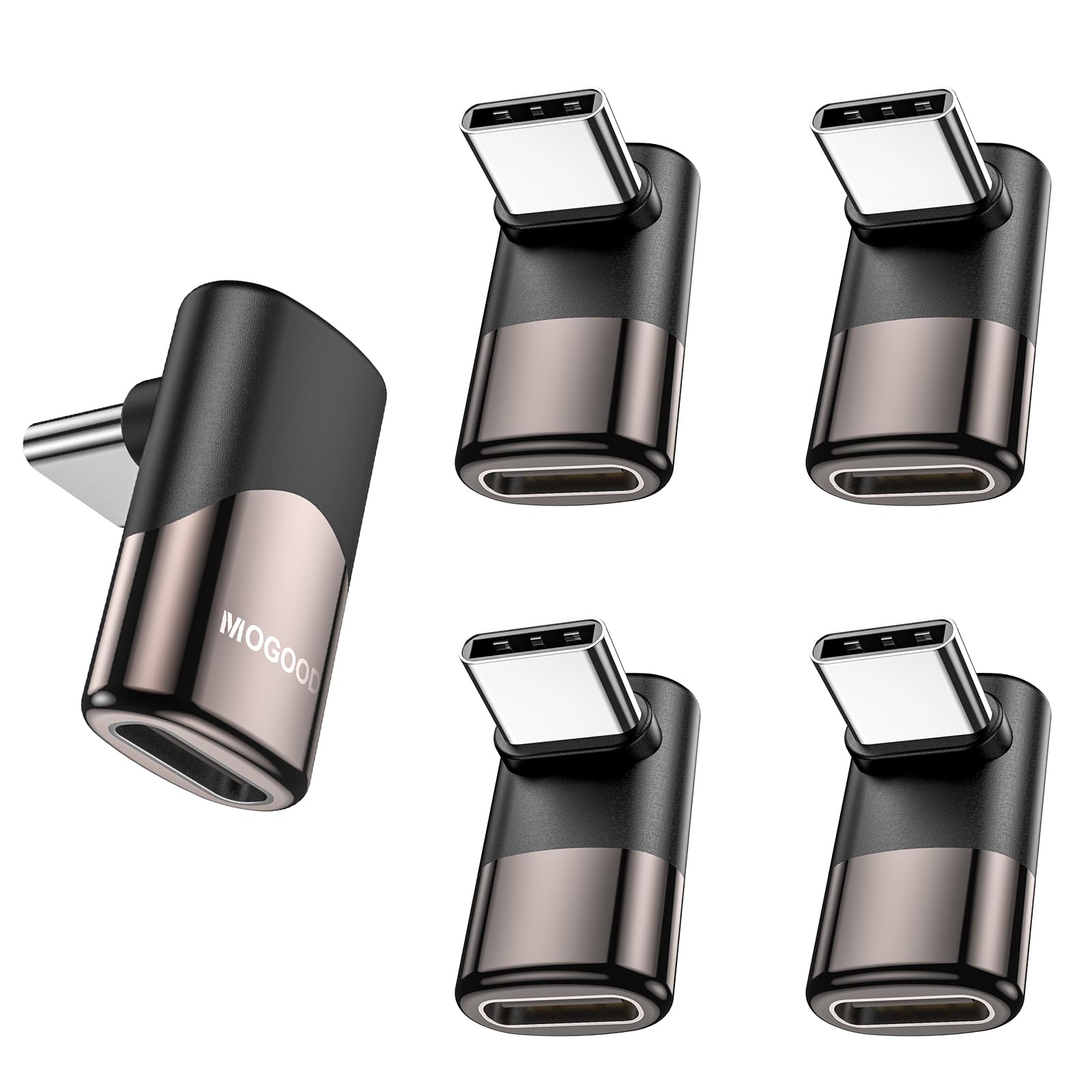 90 Degree Right Angle USB C Adapter (5 Pack) - USB C Male to Female Extender for MacBook Pro, iPad Pro, Nintendo Switch & Steam Deck - Perfect for Tight Spaces & Cable Management