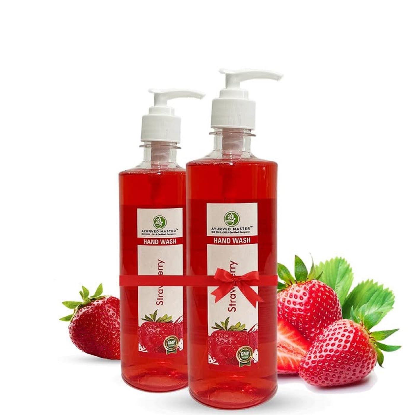 Ayurved Master Advanced Skincare Moisturizing Liquid Strawberry Hand Wash Refill (500ml x 2 Pack) - Antibacterial Formula Fights 100+ Germs | Gentle for Daily Use at Home, Office & Travel