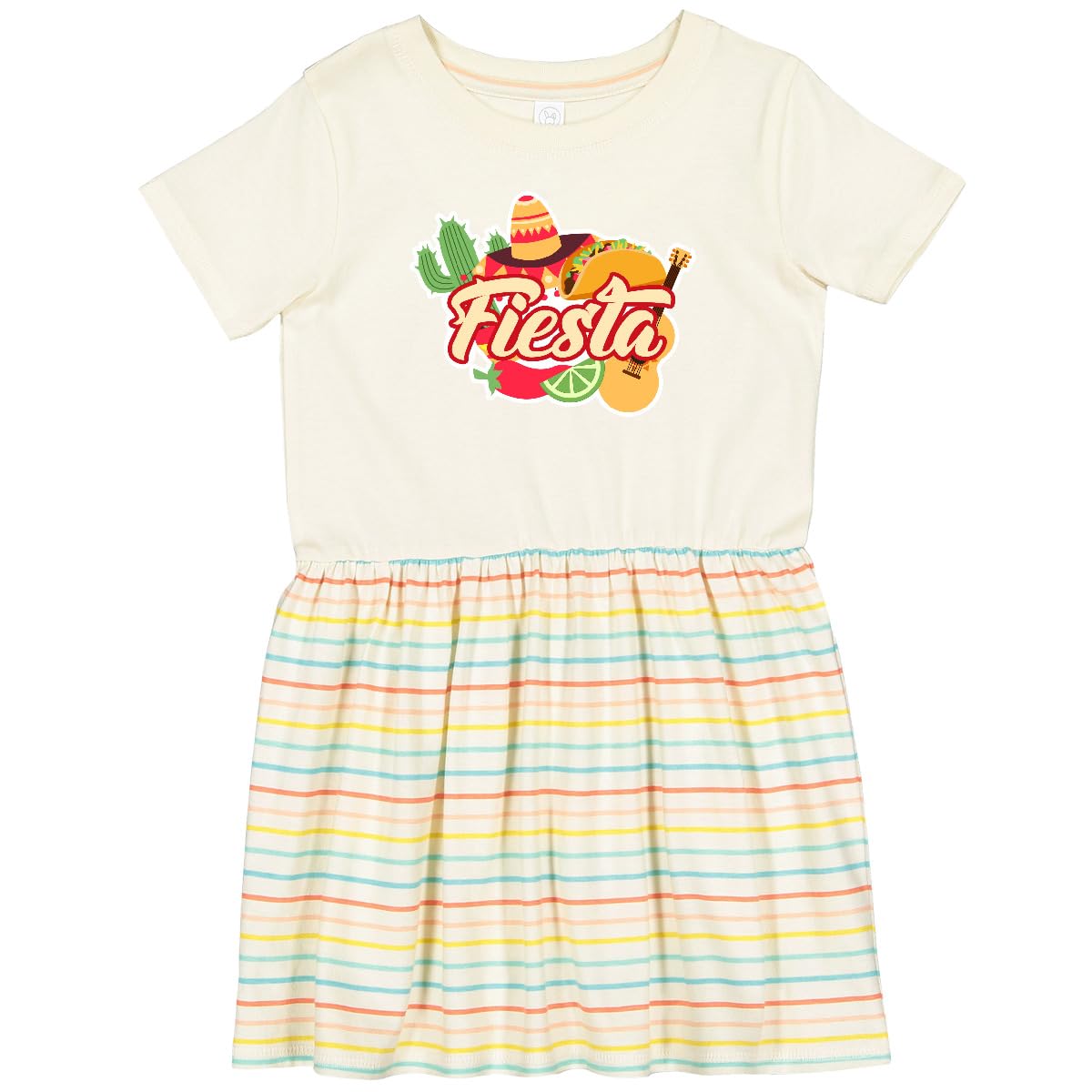 Inktastic Fiesta with Sombrero Taco Cactus Lime Red Pepper Toddler Dress - Cute Mexican Themed Outfit for Girls, Birthday Party, Cinco de Mayo Celebration