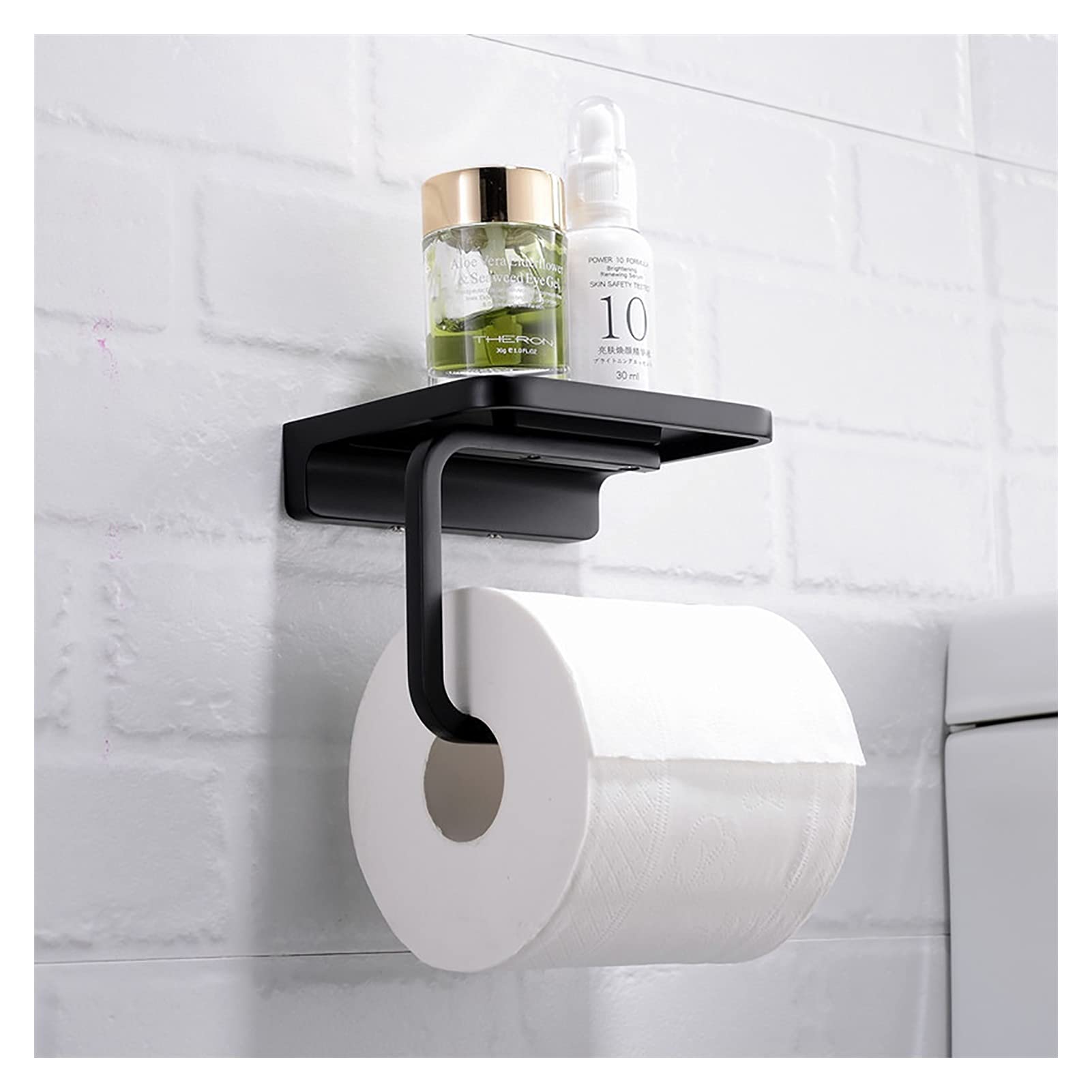 Stainless Steel Toilet Paper Holder - Wall Mount Bathroom Tissue Roll Shelf with Phone Stand & Towel Rack - Durable WC Paper Holder for Home Decor (Color A) | Perfect for Small Bathrooms, Apartments & Powder Rooms