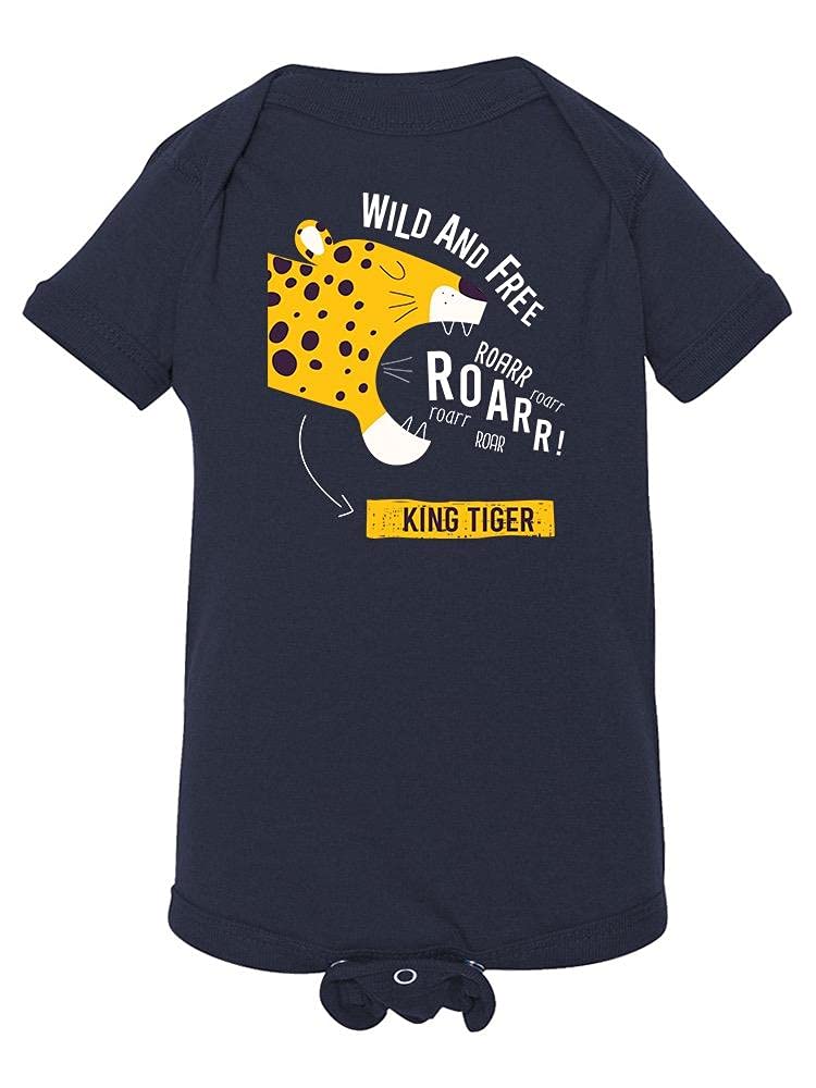 Smartprints Wild and Free King Tiger Bodysuit - Soft Cotton Baby Onesie for Newborns & Infants - Cute Animal Print Outfit for Playtime, Photo Shoots & Everyday Wear