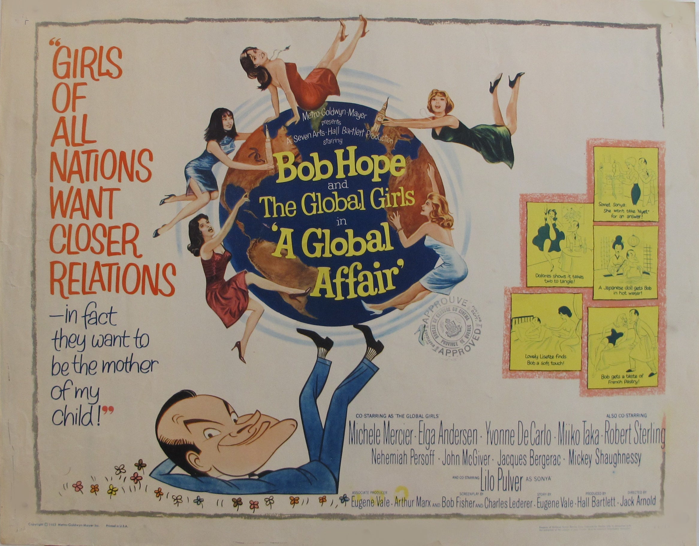 Vintage 1964 Original American Movie Poster - Bob Hope & The Global Girls in A Global Affair - Classic Hollywood Memorabilia for Film Collectors & Home Theater Decor