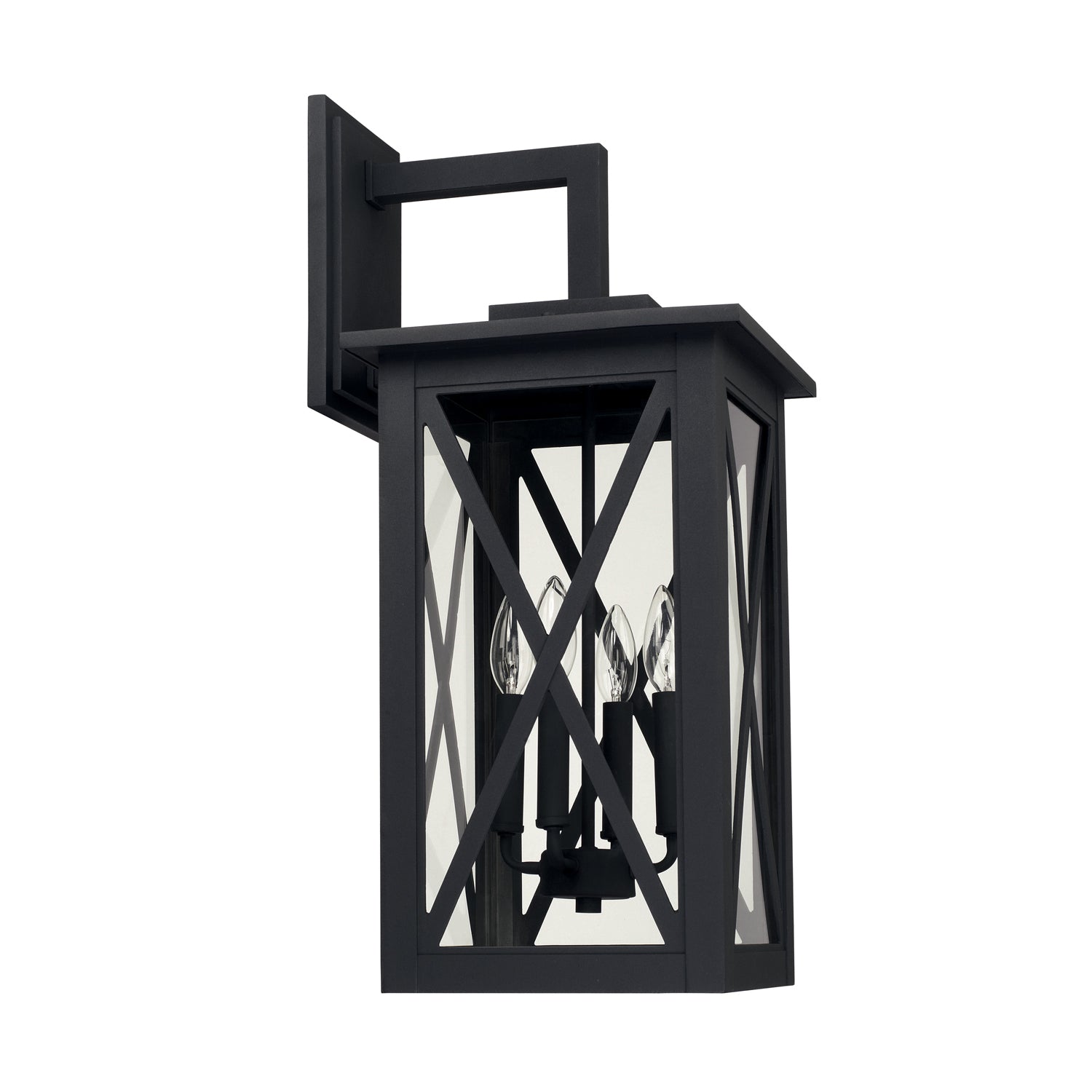 Capital Lighting 4-Light Outdoor Wall Lantern - Weatherproof Exterior Sconce for Porch, Patio & Garden Lighting | Black Finish with Clear Glass Shades