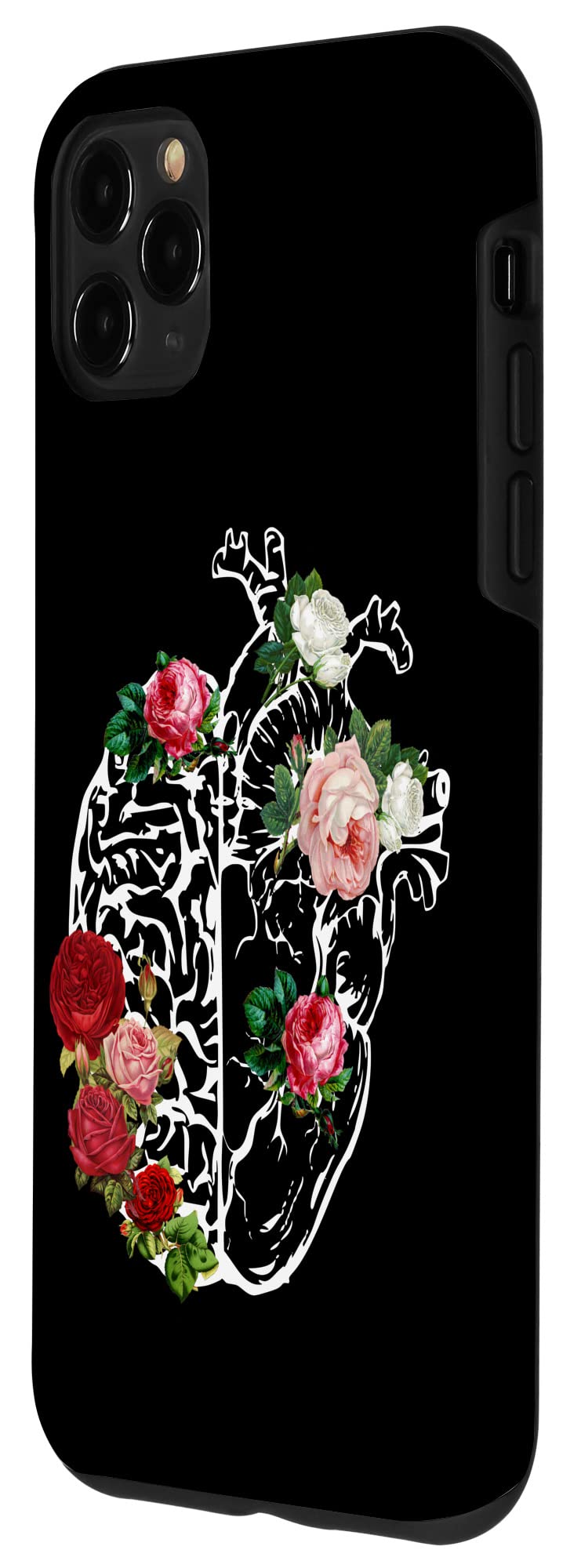 iPhone 11 Pro Max Case - Floral Anatomical Heart & Brain Design - Trendy Protective Phone Cover for Women - Perfect Gift for Nurses, Medical Students & Science Lovers