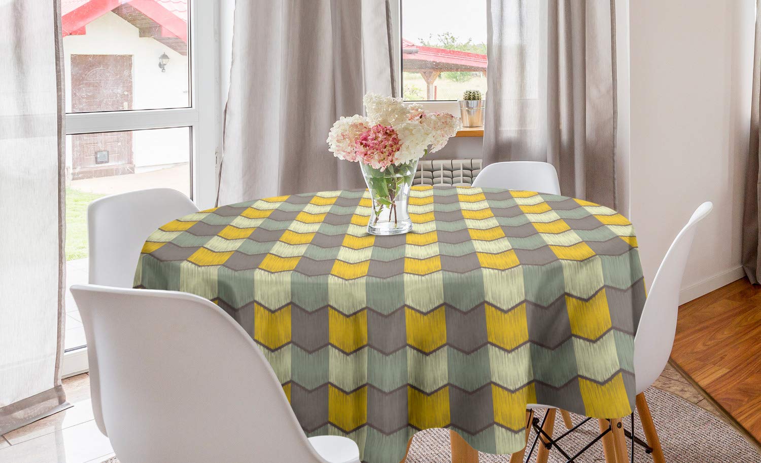 Ambesonne Retro Round Tablecloth 60