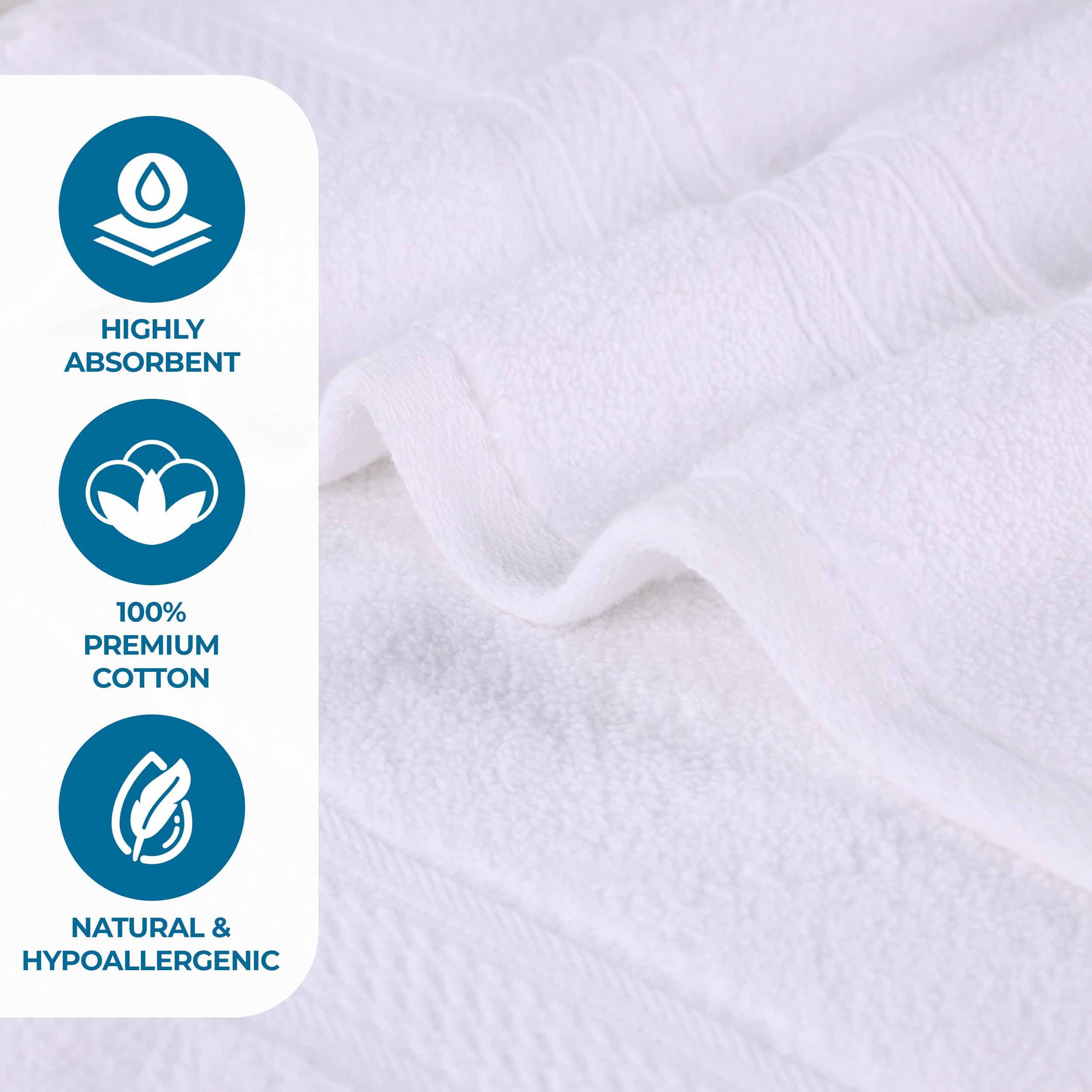 Premium Zero Twist Cotton Bath Towel Set of 2 - Ultra Soft Solid & Jacquard Chevron Design for Luxury Bathroom & Spa Experience