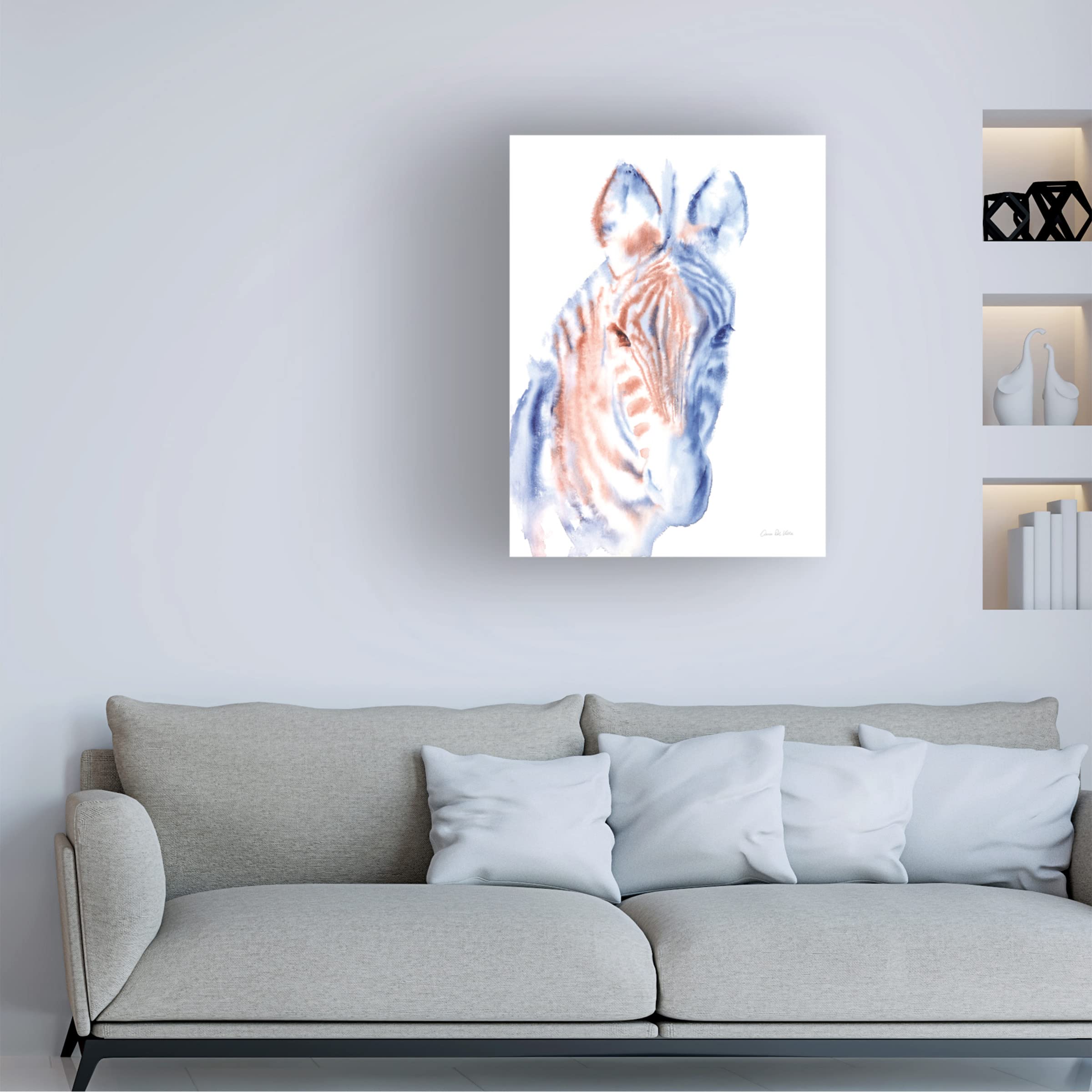 Trademark Fine Art 'Copper and Blue Zebra' Canvas Wall Art by Aimee Del Valle - 35x47 Inches, Modern Abstract Painting for Living Room, Bedroom & Office Decor