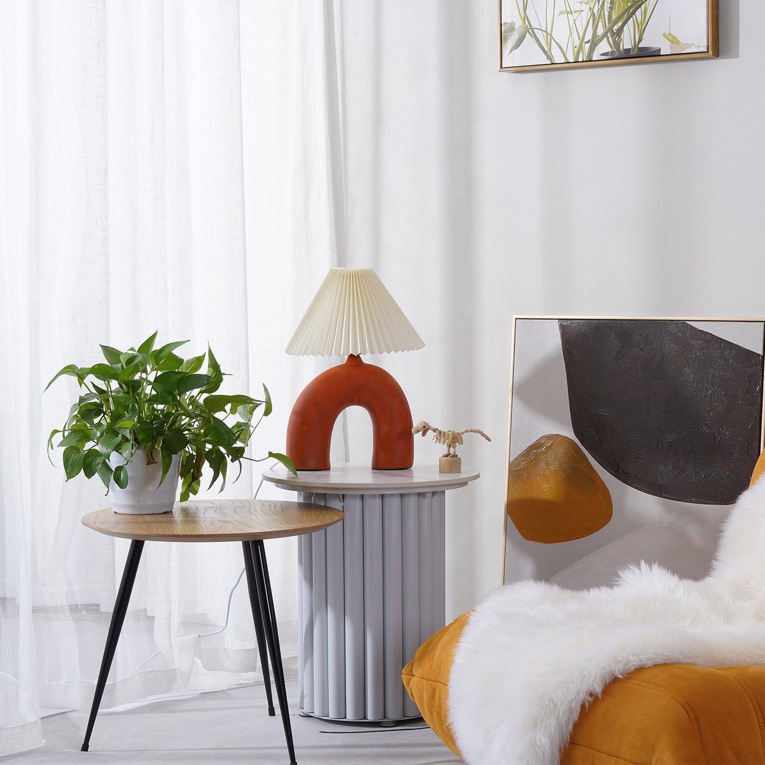 Elegant Arched Pleated Table Lamp - Modern Home Decor for Bedroom, Living Room & Office - Soft Ambient Lighting for Relaxation & Reading