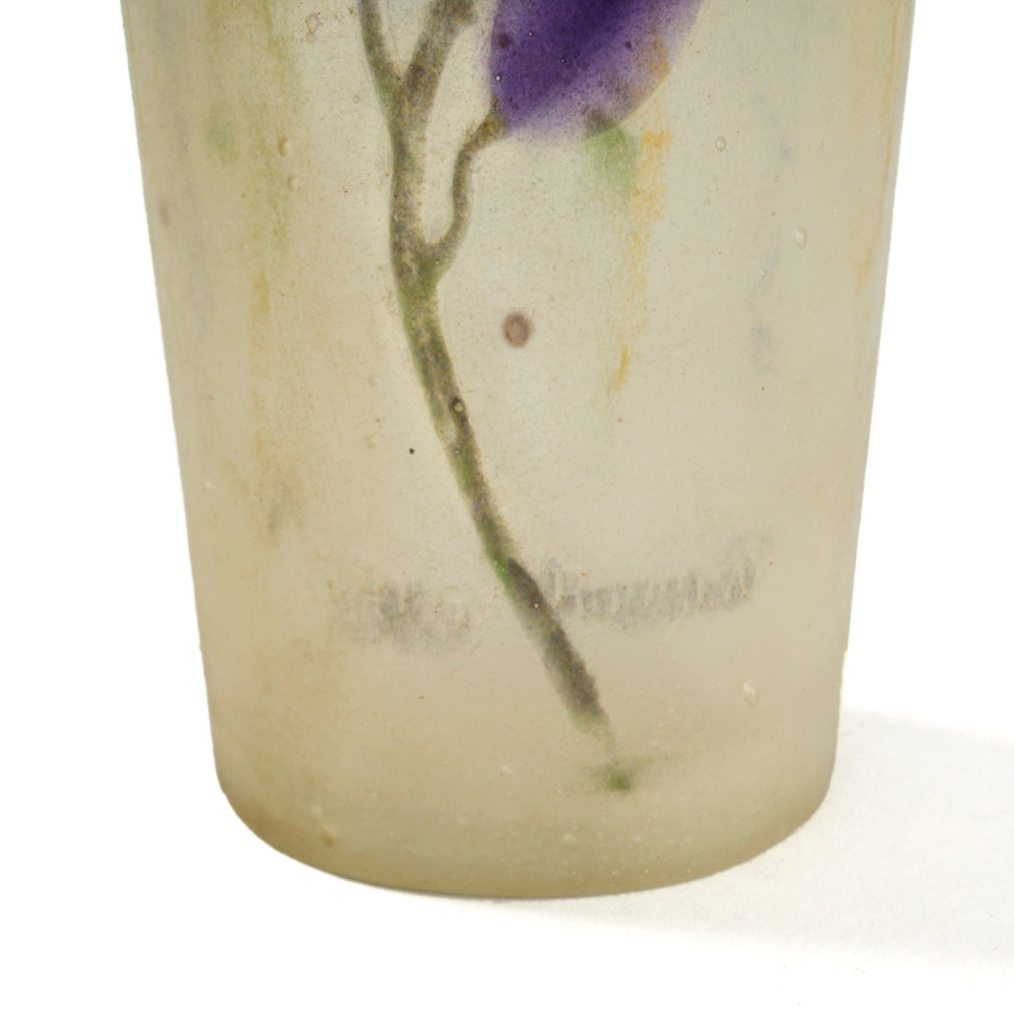 Gabriel Argy Rousseau Eucalyptus Pâte de Verre Glass Vase - Handmade Art Glass Vase for Home Decor, Wedding Centerpiece & Luxury Gift