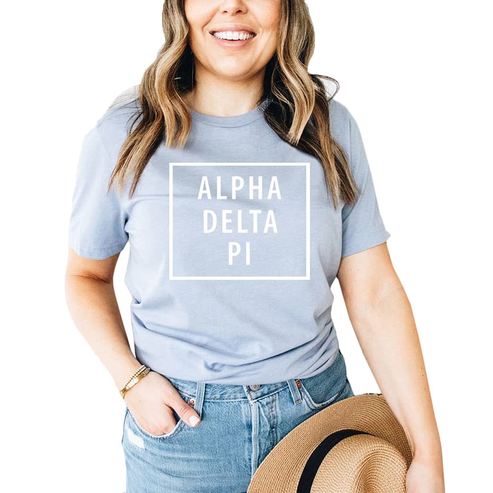 Alpha Delta Pi Box Tee - Comfortable Cotton T-Shirt for Sorority Sisters | Perfect for Casual Wear, College Events & Greek Life