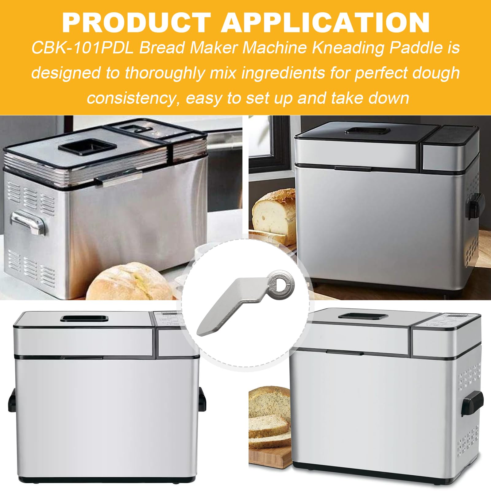 Original Title: Bread Maker Machine Kneading Paddle CBK-100PDL for Cuisinart bread maker machine Fit for Replacement CBK-100 & CBK-110 & CBK-200   Optimized Title: **Cuisinart Bread Maker Replacement Kneading Paddle CBK-100PDL - Compatible with CBK-100, CBK-110 & CBK-200 Models - Perfect for Homemade Bread, Dough & Pizza Making**
