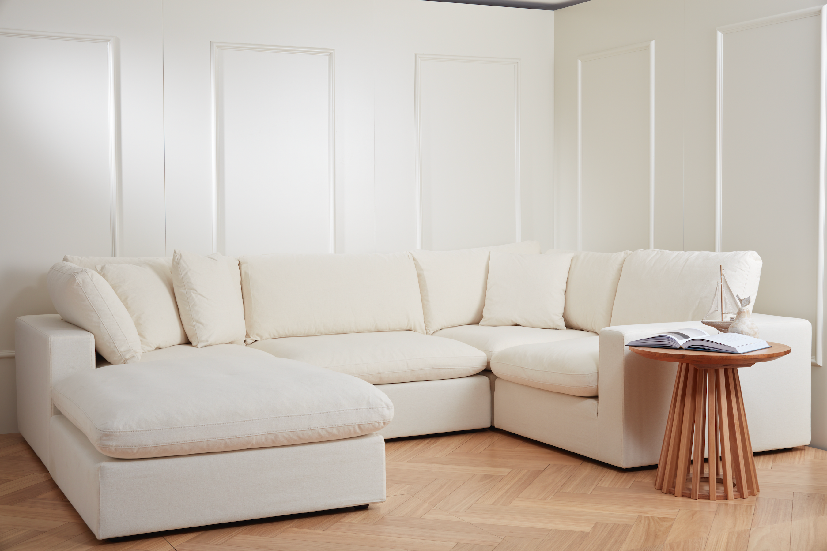 Cali Modular 5-Piece Chaise Sectional Sofa in Sol Ivory - Modern L-Shaped Living Room Furniture for Small Spaces & Apartments