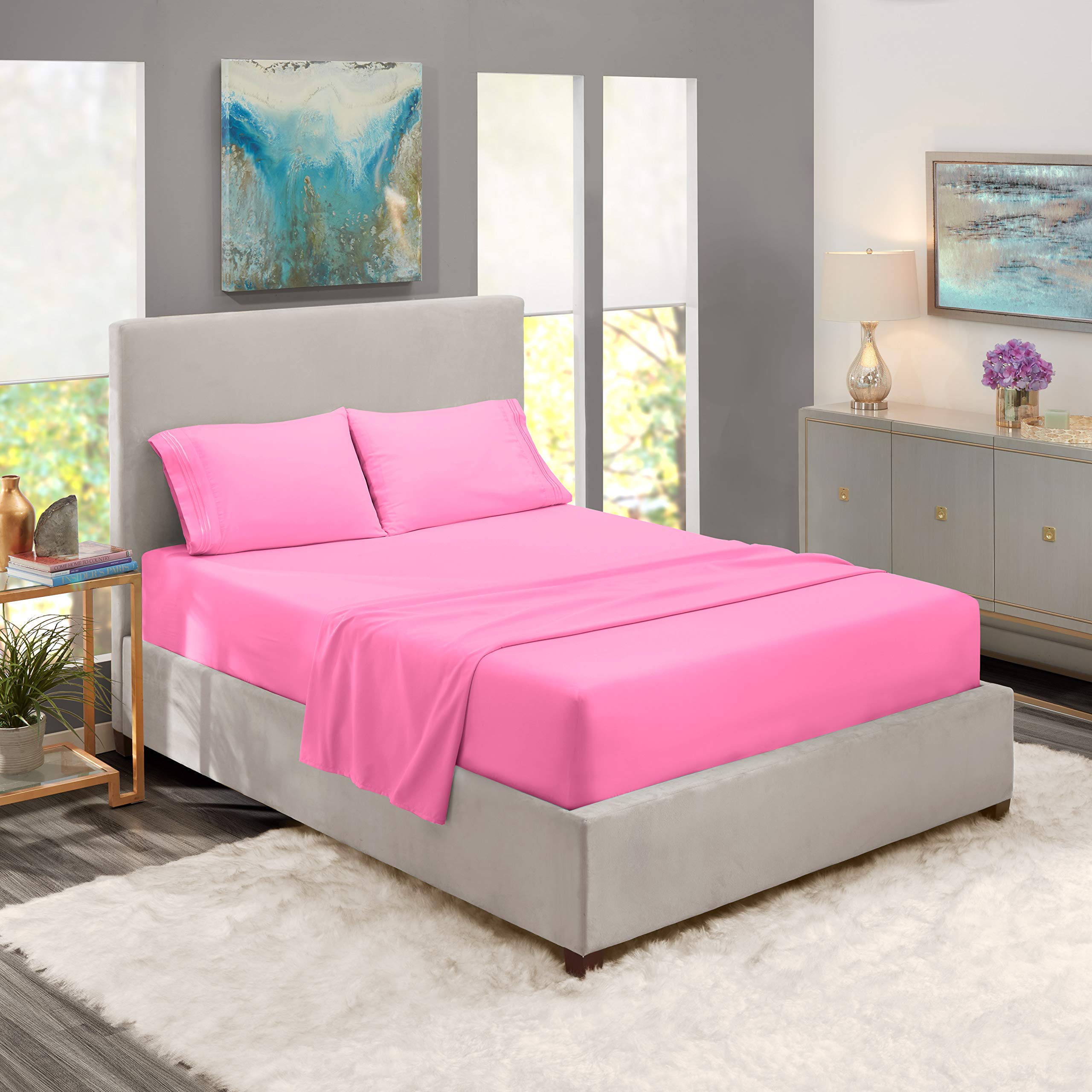 Premium 800 Thread Count 100% Combed Cotton Twin XL Sheet Set - 4pc Ultra Soft Bed Sheets with Extra Long Staple Cotton, Deep Pocket Fits Mattress Up to 14