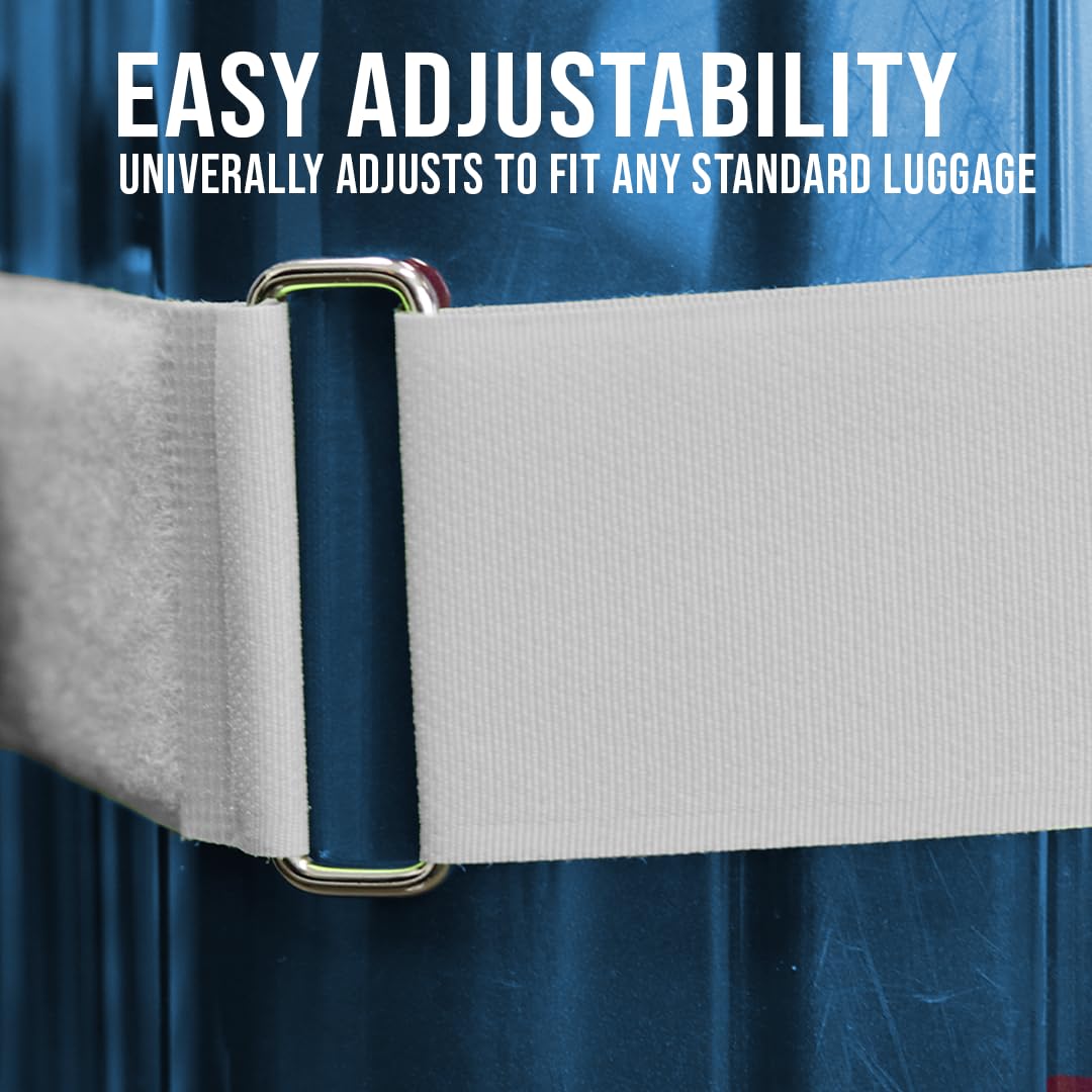 4 Pack Heavy Duty Velcro Luggage Straps for Travel - Adjustable & Secure Suitcase Straps for Airplane, Train & Cruise Travel Accessories
