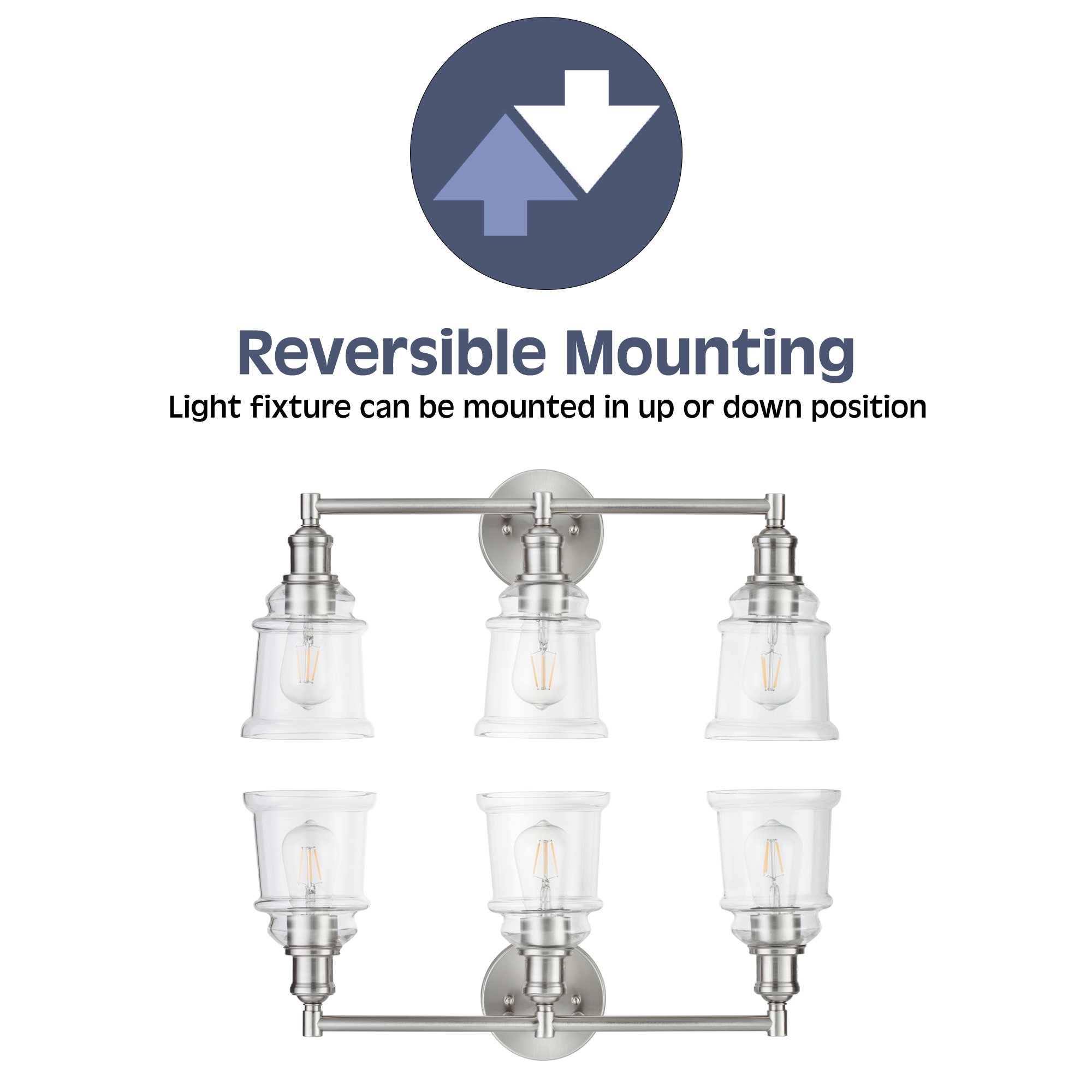 Eaton Ridge Brushed Nickel Vanity Light - 3-Light Bathroom Wall Sconce for Bedroom & Dressing Room Makeup Mirror Lighting