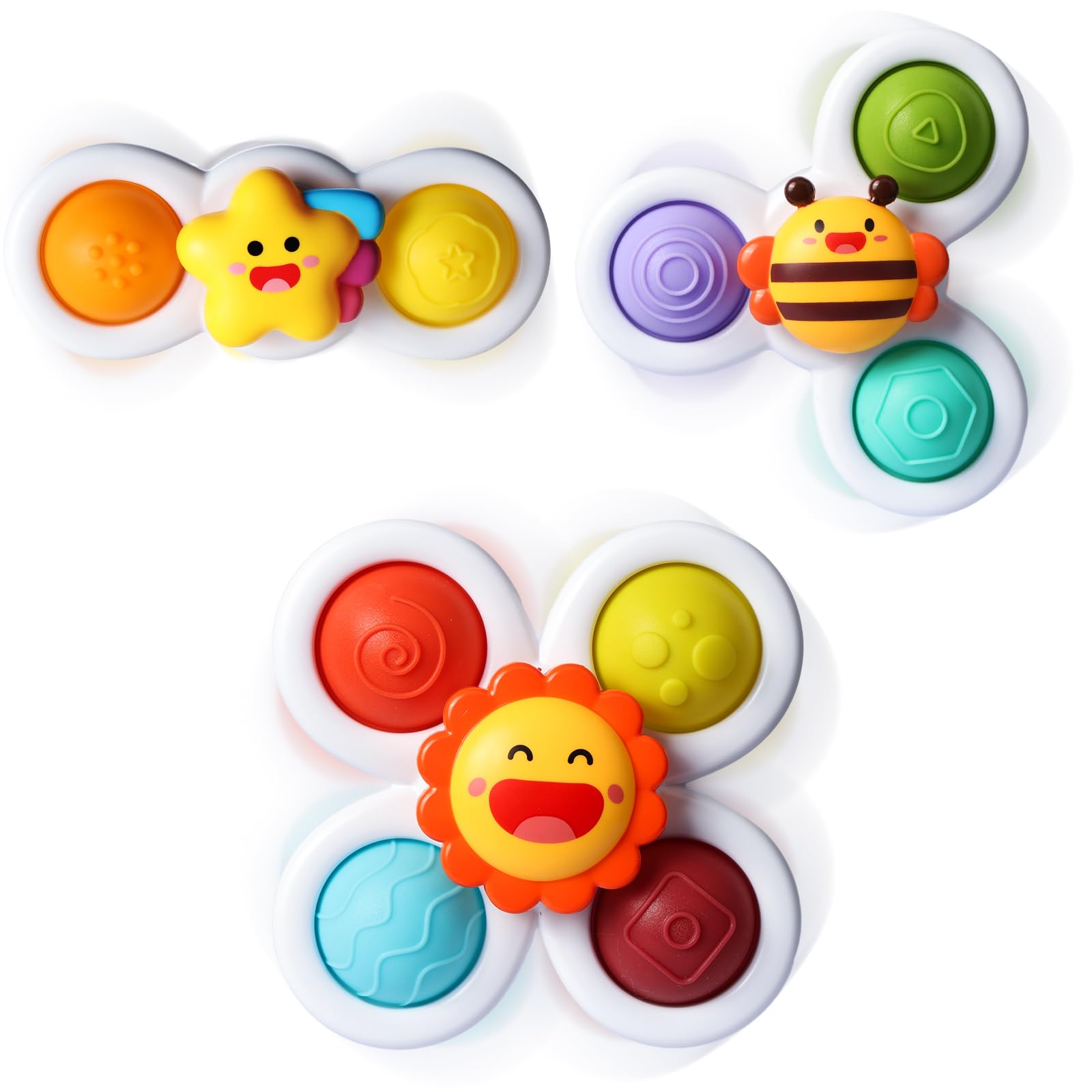 ALASOU 3PCS Pop Suction Cup Spinner Toys for Toddlers 1-3 Years - Sensory Bath Toys, Novelty Spinning Tops for 1 Year Old Boys & Girls - Perfect Baby Shower Gift & 12-18 Month Birthday Present - Fun Learning Toys for Bathtime, Playtime & Early Childhood Development