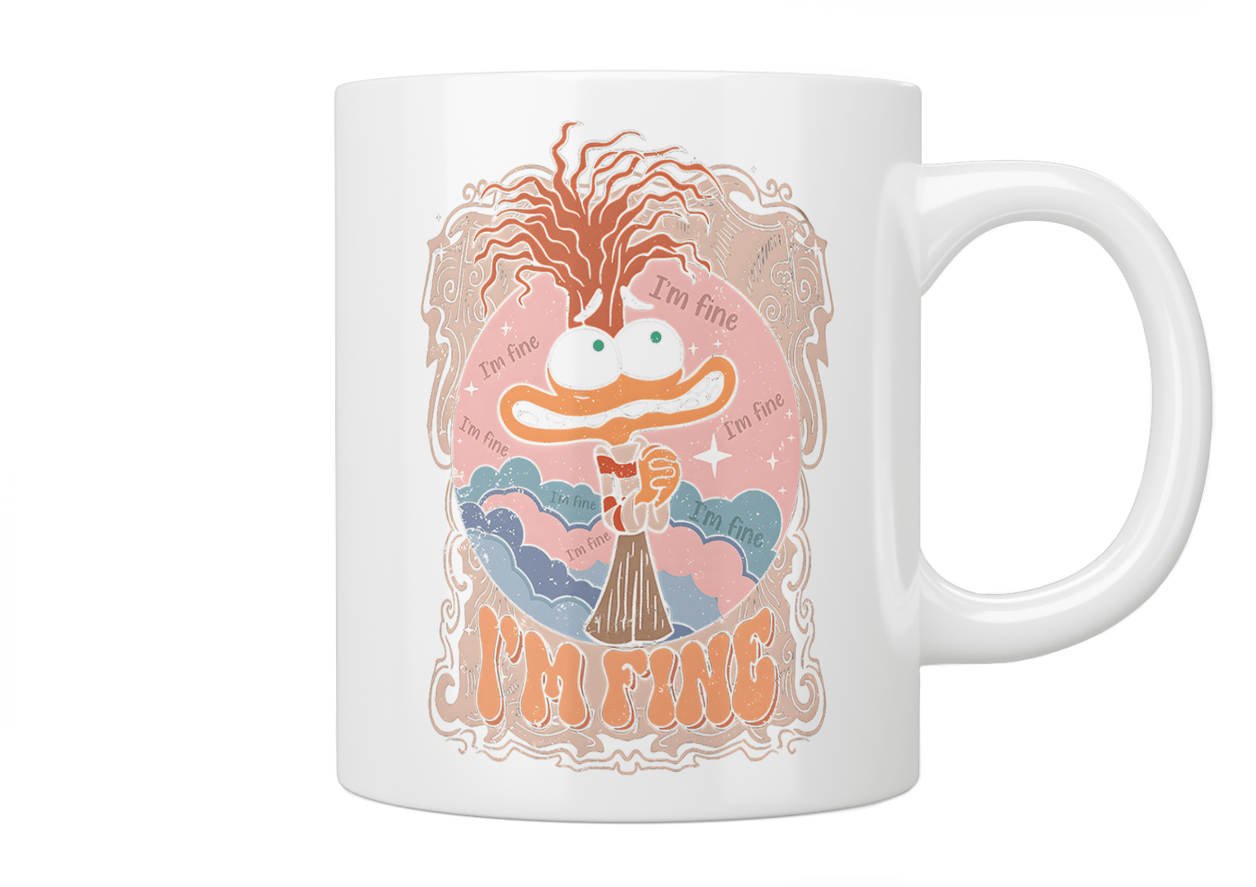 Inside Out: Anxiety 'I'm Fine' Coffee Mug - Funny & Cute Disney Pixar Movie Gift for Fans, Stress Relief, Office Desk Decor, Home Use
