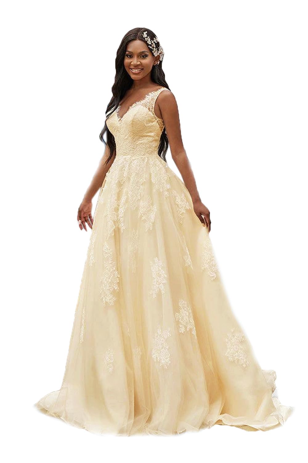 Elegant Lace Applique Beach Wedding Dresses for Women - 2024 Bridal Gowns for Bride | Perfect for Beach Weddings, Destination Ceremonies & Romantic Photos