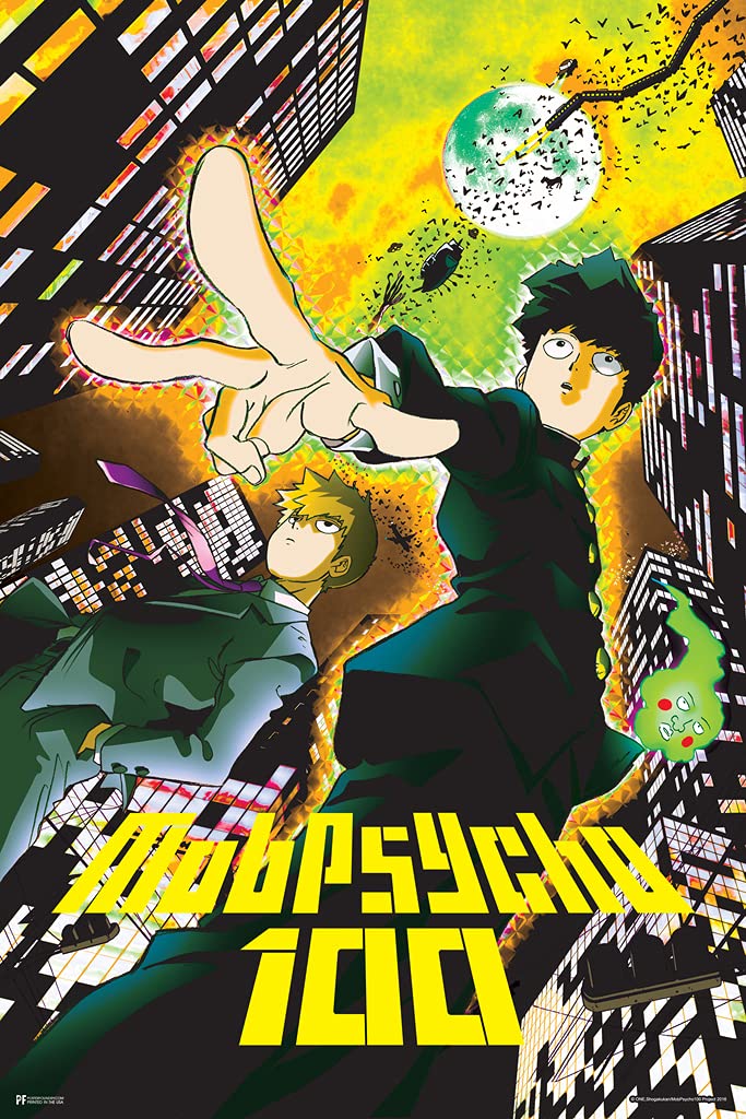 Mob Psycho 100 Anime Poster - Japanese Webtoon Manga Series Wall Art - UV Reactive Black Light Poster (12x18 Inch) - Perfect for Bedroom Decor, Trippy Room Aesthetics & Crunchyroll Anime Merch Collectors