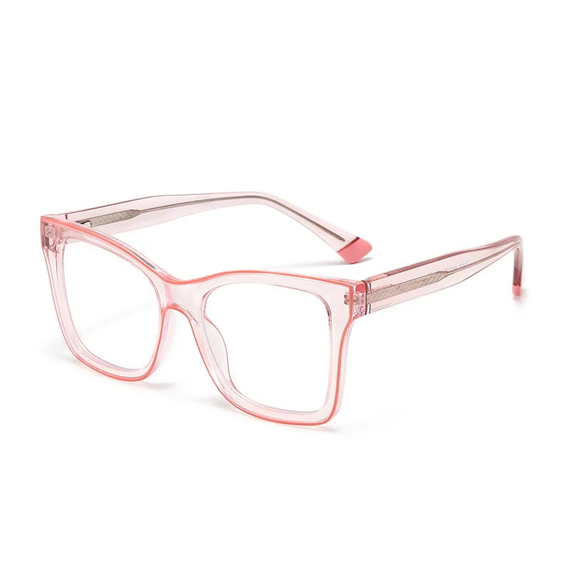 CCspace Women's Full Rim Square Cat Eye Polycarbonate Eyeglasses Frame - Lightweight & Durable for Work, Reading & Fashion (Style 301337)