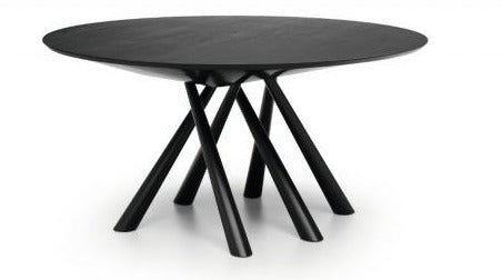 Midj Modern Round Wooden Dining Table - Natural Forest Design for Kitchen, Dining Room & Outdoor Patio