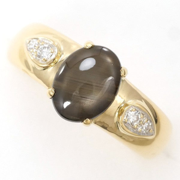 18K Yellow Gold Black Star Sapphire Diamond Ring for Women - Elegant Wedding, Engagement & Anniversary Jewelry Gift - Perfect for Special Occasions & Evening Events