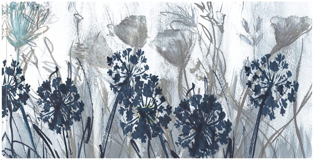 Indigo Field Floral Canvas Wall Art - 40x21 Inch Handmade Painting by Susan Jill, Perfect for Bathroom & Living Room Decor | Vintage Flower Picture for Home & Office Interior Design