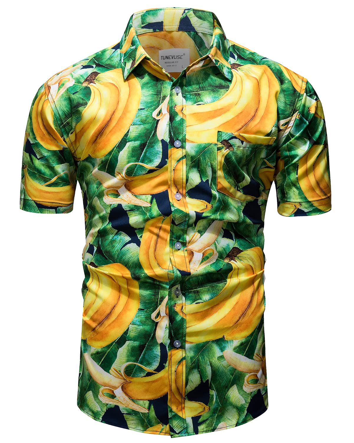**TUNEVUSE Men's Hawaiian Shirts and Shorts Set - 2 Piece Tropical Beach Outfit with Floral Print & Bucket Hat for Summer Vacation, Luau Party, and Casual Wear**