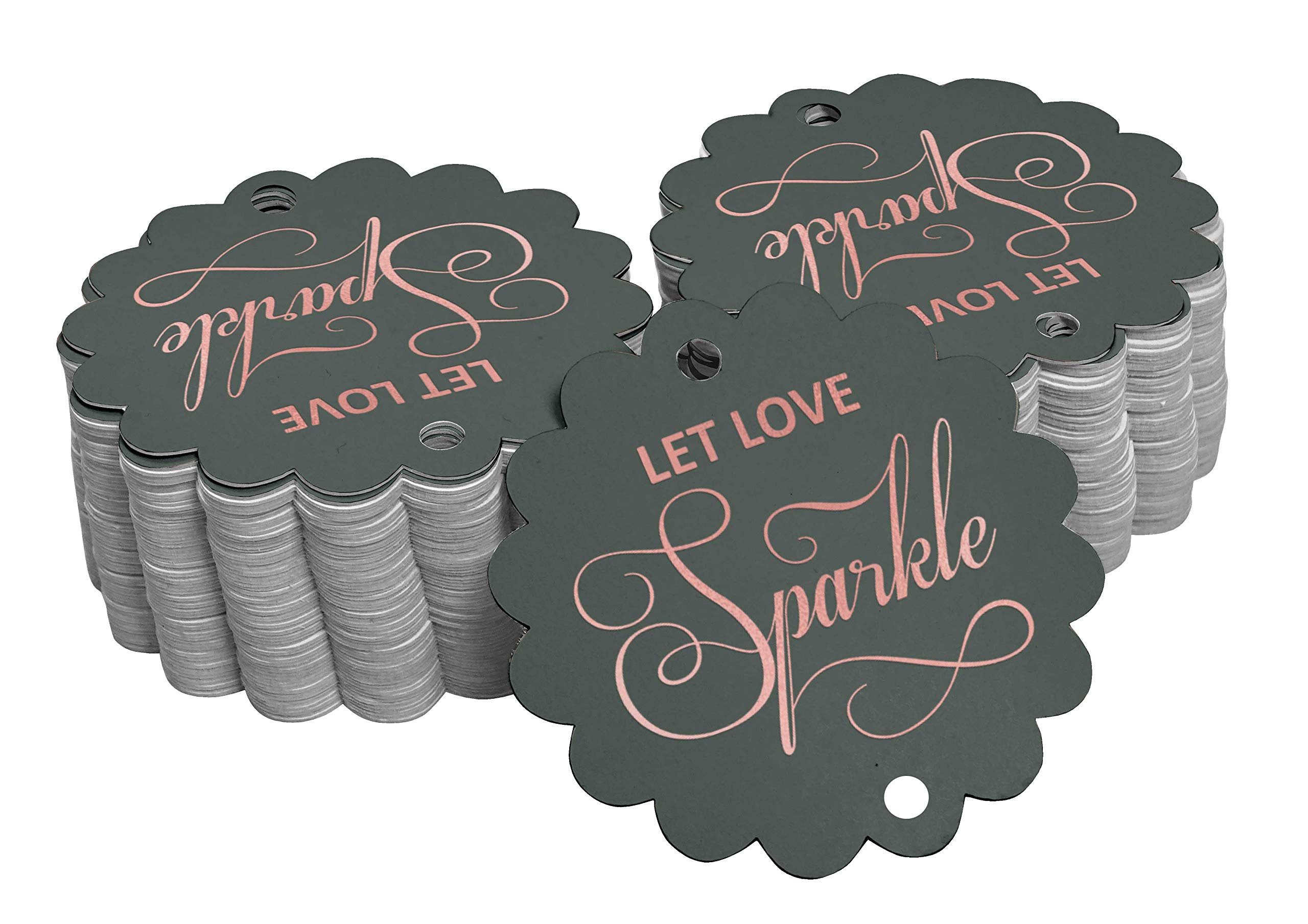 50pcs Real Rose Gold Foil Wedding Favor Tags - Elegant 'Let Love Sparkle' Hanging Paper Tags for Wedding Decor, Bridal Shower & Anniversary Celebrations