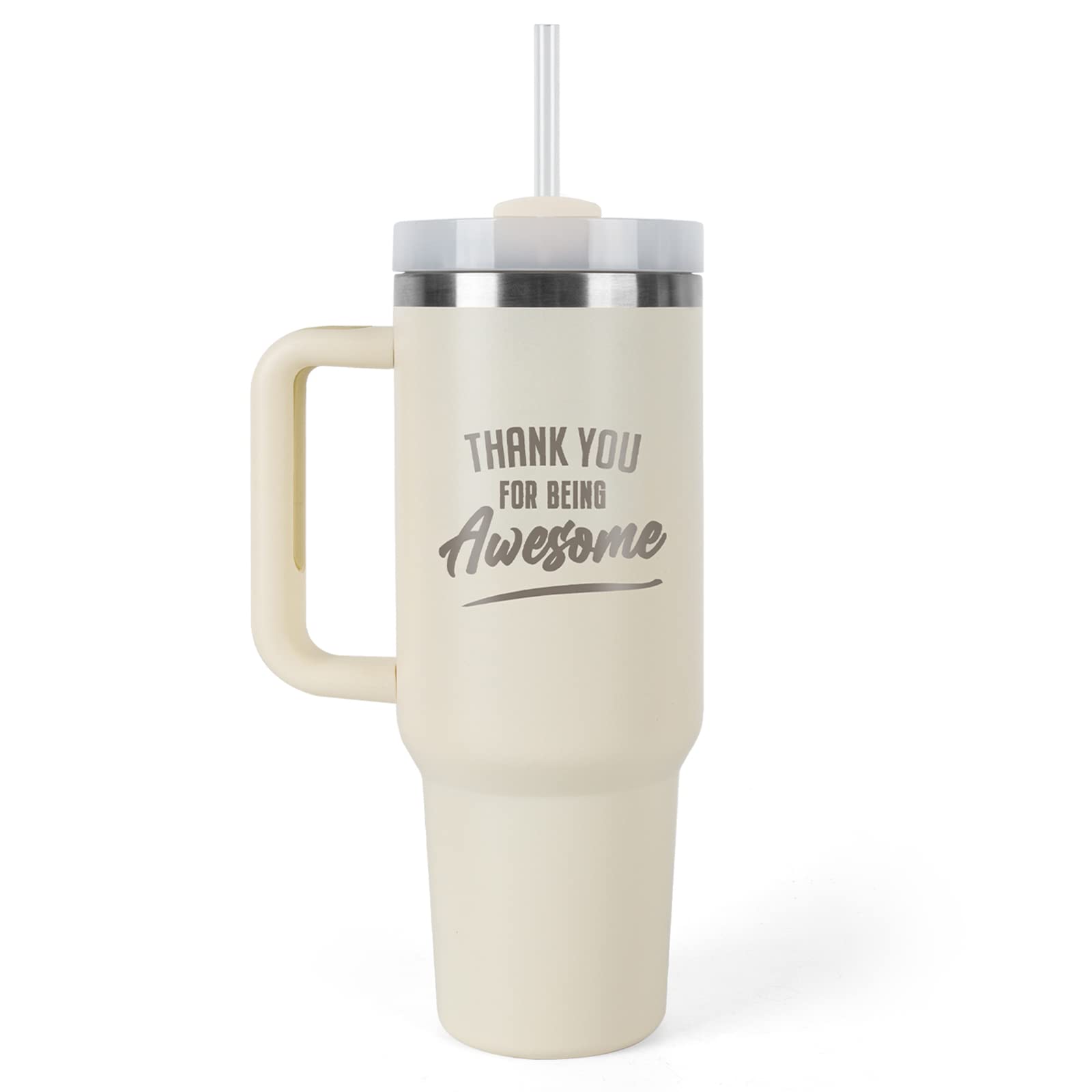 40oz Tumbler with Handle and Straw - Insulated Stainless Steel Cup for Hot & Cold Drinks | Perfect Thank You Gift for Women, Men, Coworkers, Nurses, Boss, Teachers | Great for Christmas, Birthday, Appreciation, Office, Home & Travel Use
