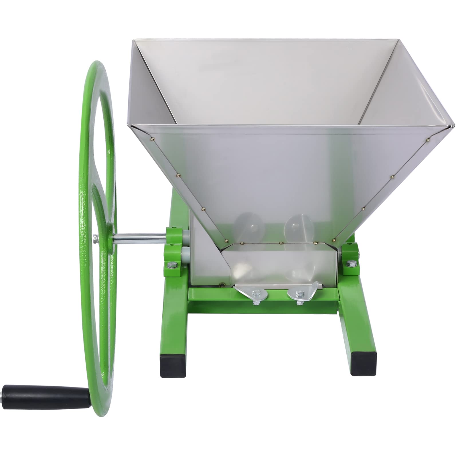 Stainless Steel 7L/1.85 Gallon Manual Fruit Crusher & Apple Grinder with Wheel - Portable Fruit Scratter Pulper for Wine, Cider, Juice Making - Perfect for Home Brewing, Vinegar Production & Fruit Processing