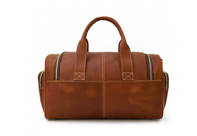 Men's Brown Leather Travel Duffel Bag - Waterproof Carry-On Luggage for Business Trips, Weekend Getaways & Outdoor Adventures