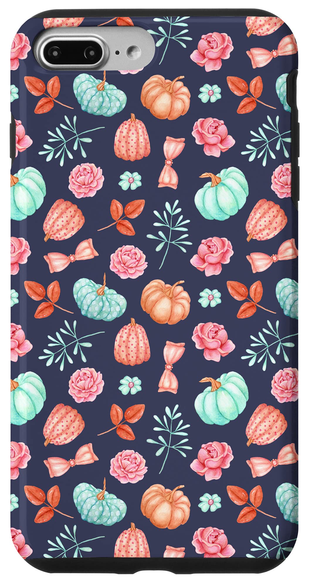 iPhone 7 Plus/8 Plus Case - Autumn Leaves & Floral Watercolor Design | Trendy Pastel Pumpkin Pattern | Perfect for Fall Fashion & Everyday Protection