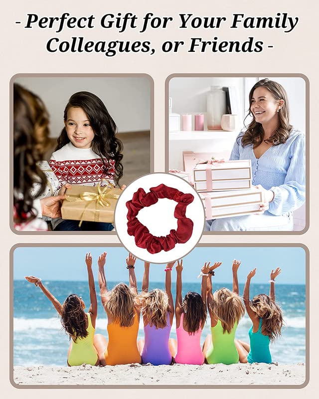 Shidara Silk Hair Scrunchies - 12 Pack Satin Ponytail Holders for Women with Curly, Thick or Thin Hair | Soft Hair Elastics for Everyday Use, Workouts & Special Occasions