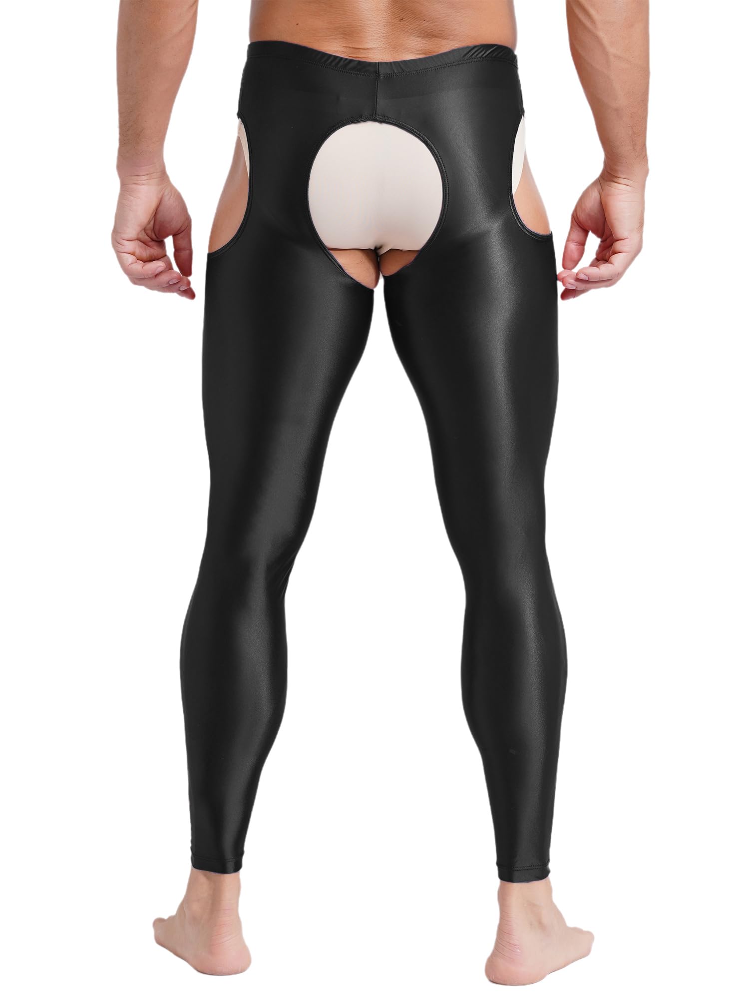 Men's Sheer Seamless Cutout Tights - Compression Workout Leggings with Suspender for Yoga, Running & Dance Performance | Breathable Gym Pants for Men