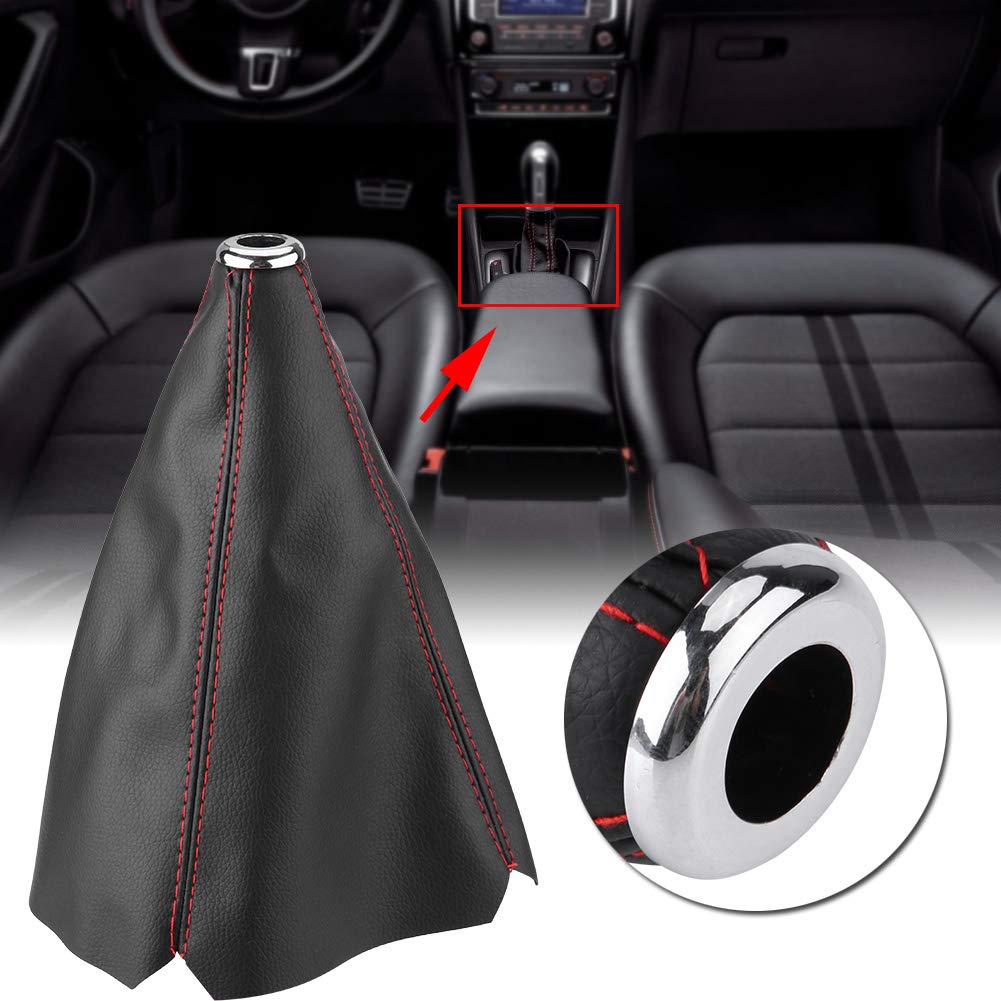 Universal Bright Black PU Leather Gear Shift Boot Cover - Dustproof Shifter Knob Protector for Cars, Trucks & SUVs | Perfect for Manual Transmission Vehicles & DIY Auto Interior Upgrades