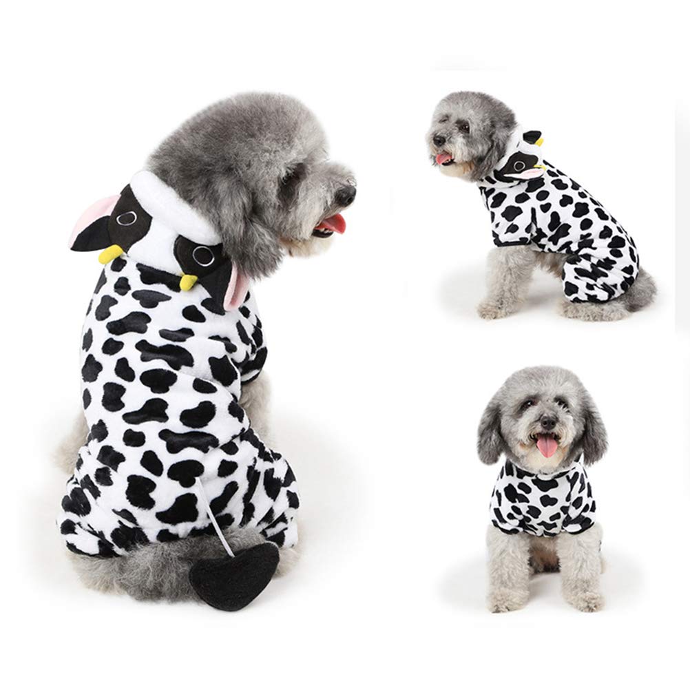 Cute Dog Cow Costume for Halloween - Soft & Comfortable Pet Jumpsuit, Puppy Halloween Outfit - Size XS - Perfect for Halloween Parties & Pet Photo Shoots